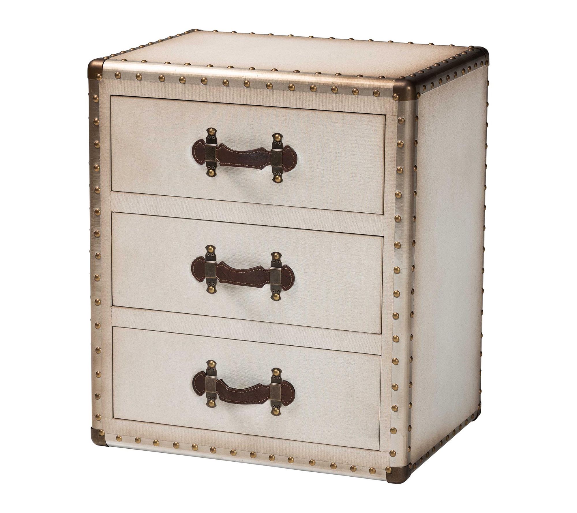 Baxton Studio Mallison Canvas 3-Drawer End Table