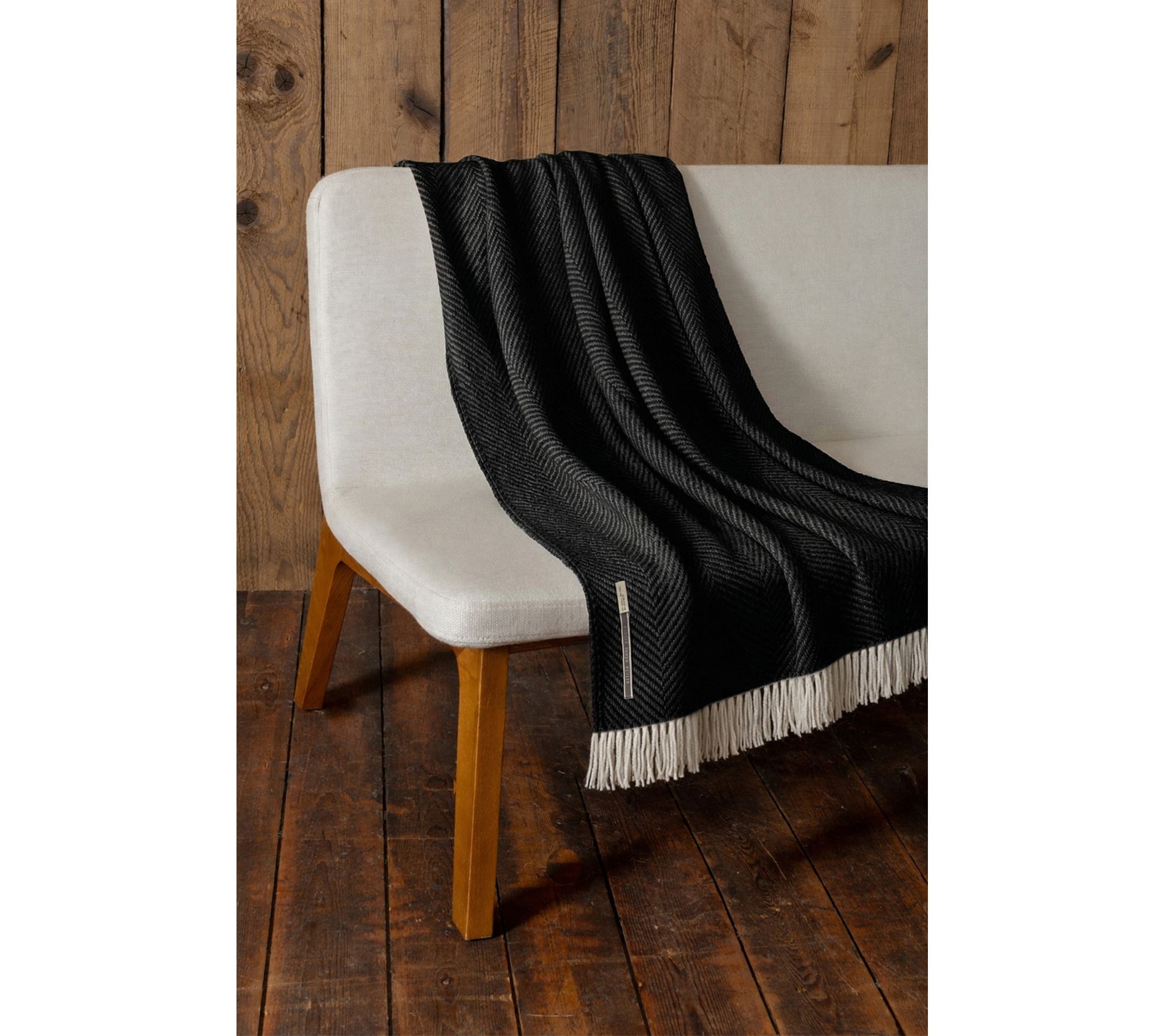 "As Is" Alicia Adams XL 70x50 Chevron Alpaca Blanket with Fringe