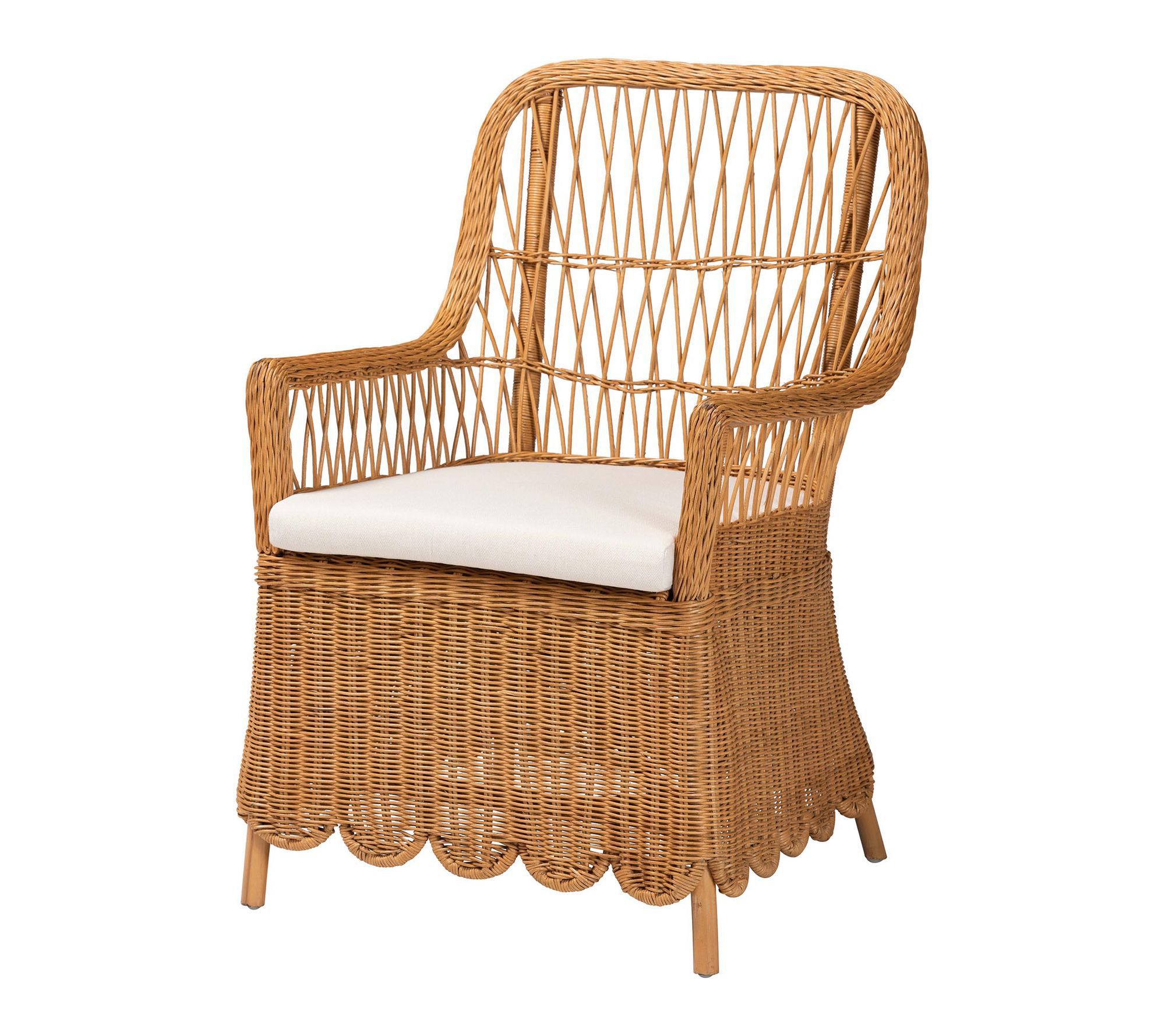 bali & pari Teresa Light Honey Scalloped Rattan Armchair