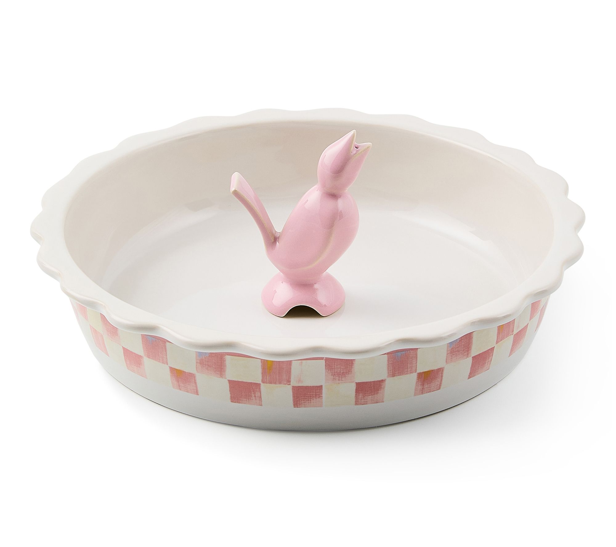 MacKenzie -Childs Check Everyday Pie Plate with Pie Bird