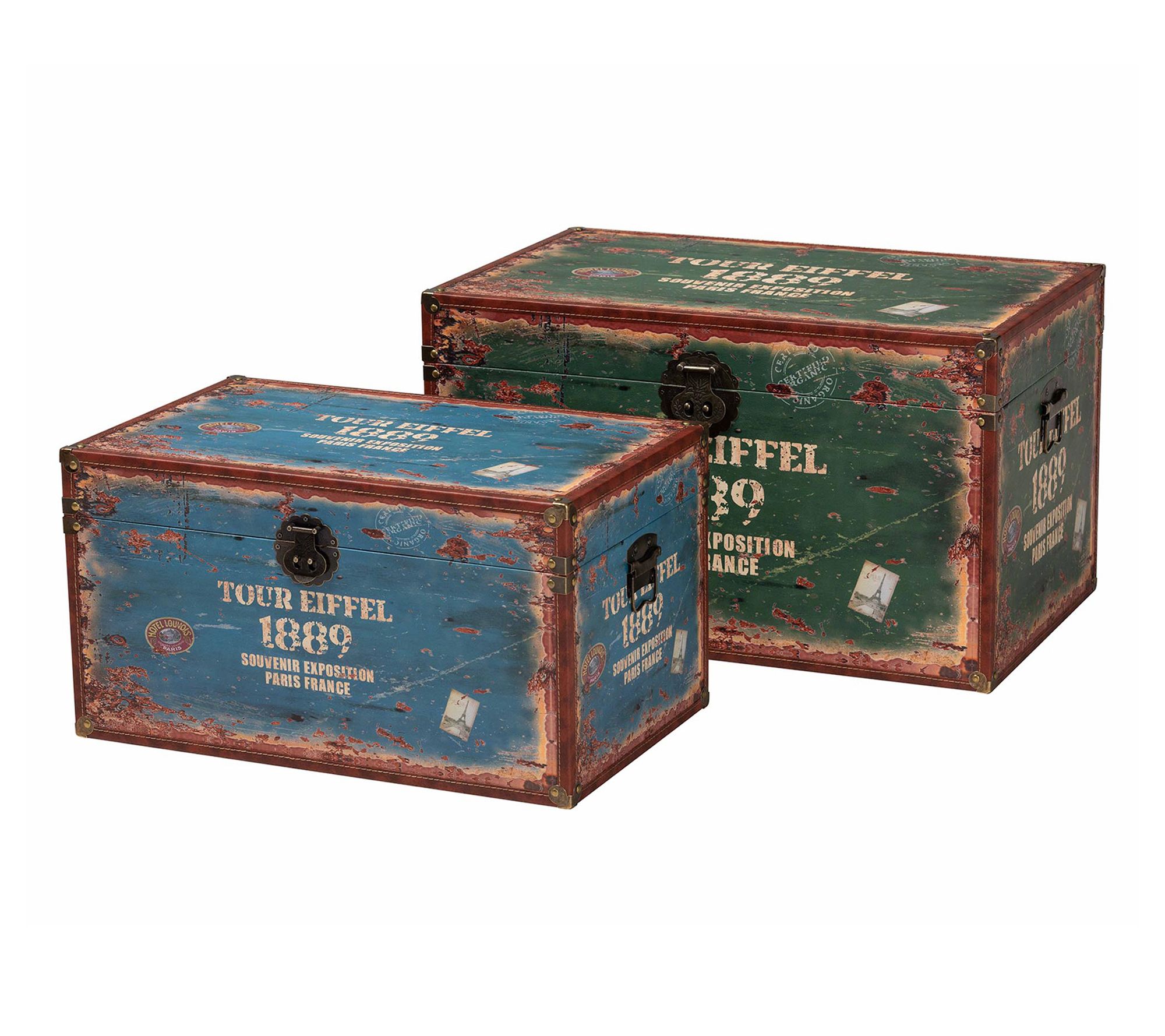 Baxton Studio Sabeen Faux Leather and Wood 2-Piece Trunk Set