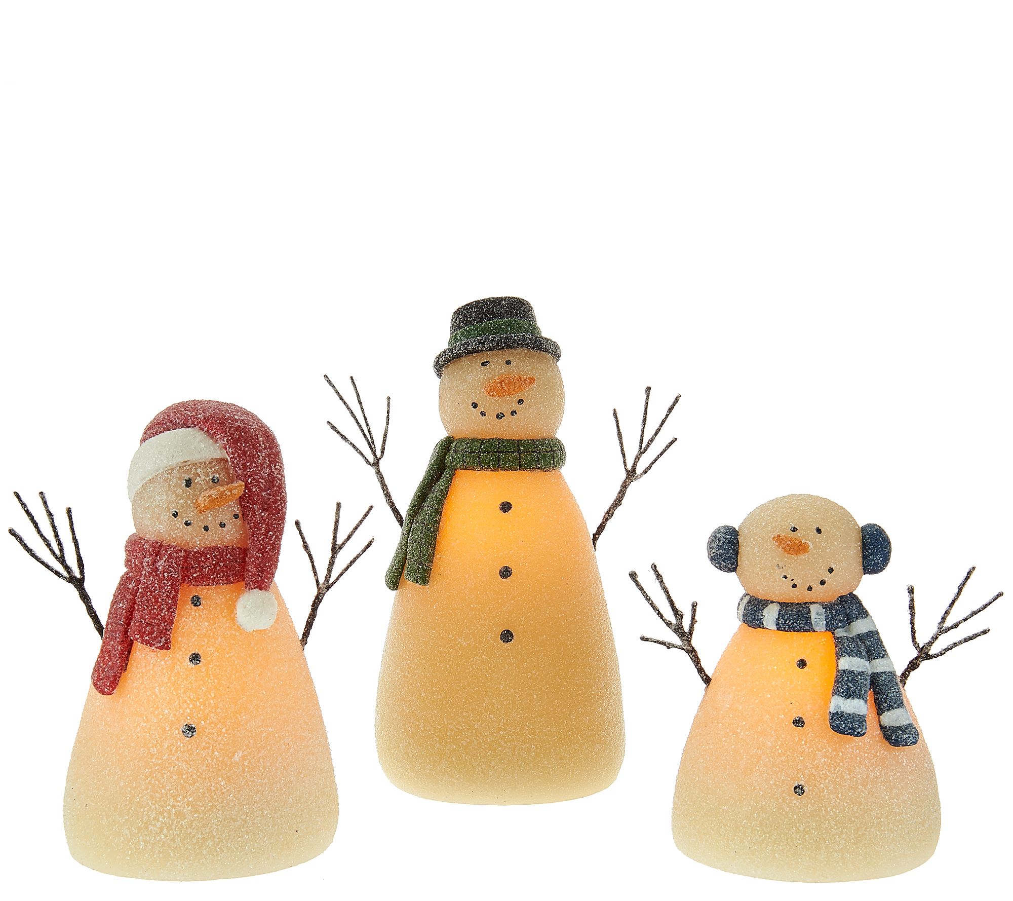 3-piece Illuminated Snowman Family by Candle Impressions - Page 1 — QVC.com