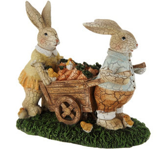 Bunnies w/ Carrot Cart Spring Figurine by Valerie - H213794