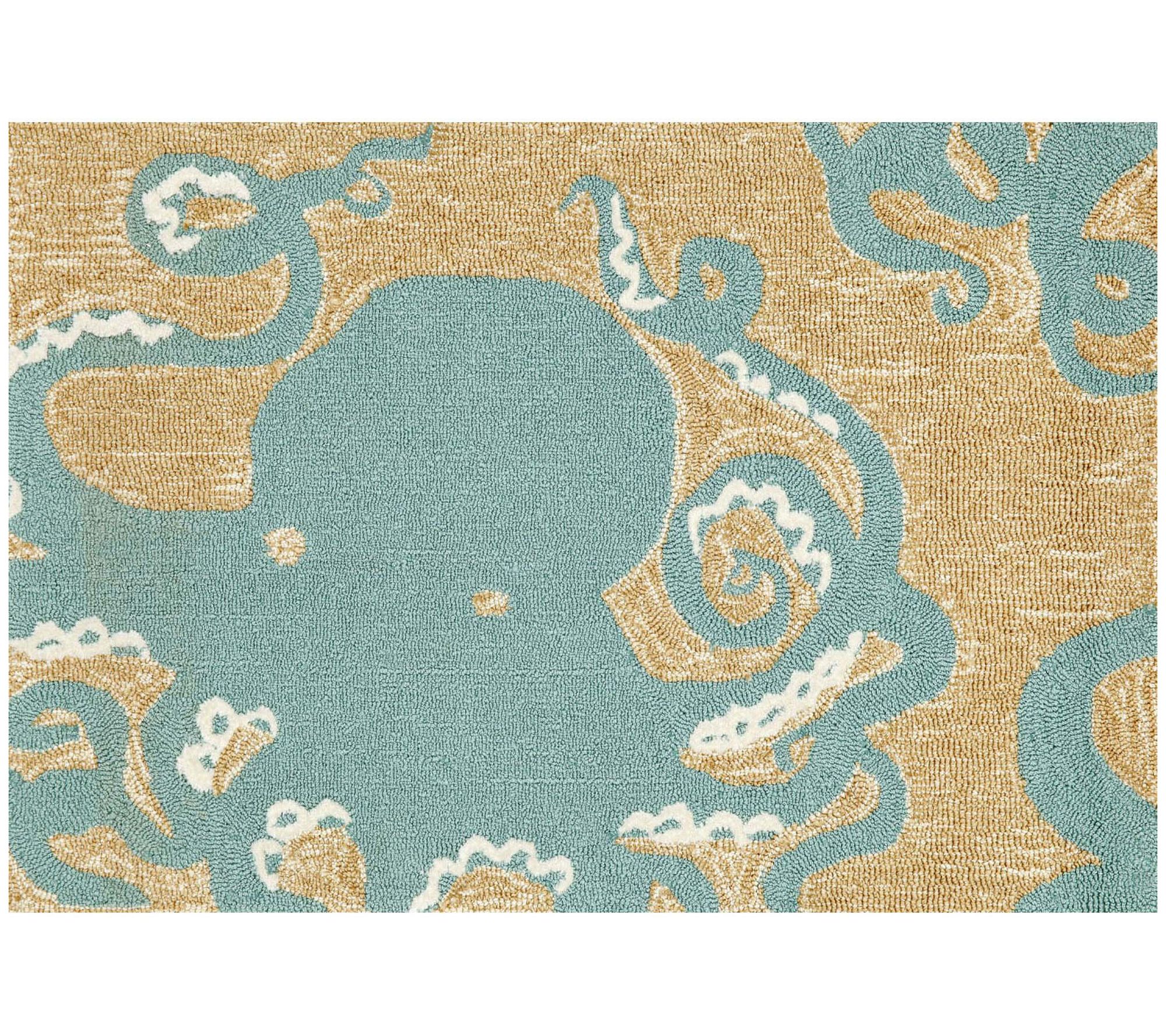 Liora Manne Frontporch Octopus Rug Aqua 24" x 3"