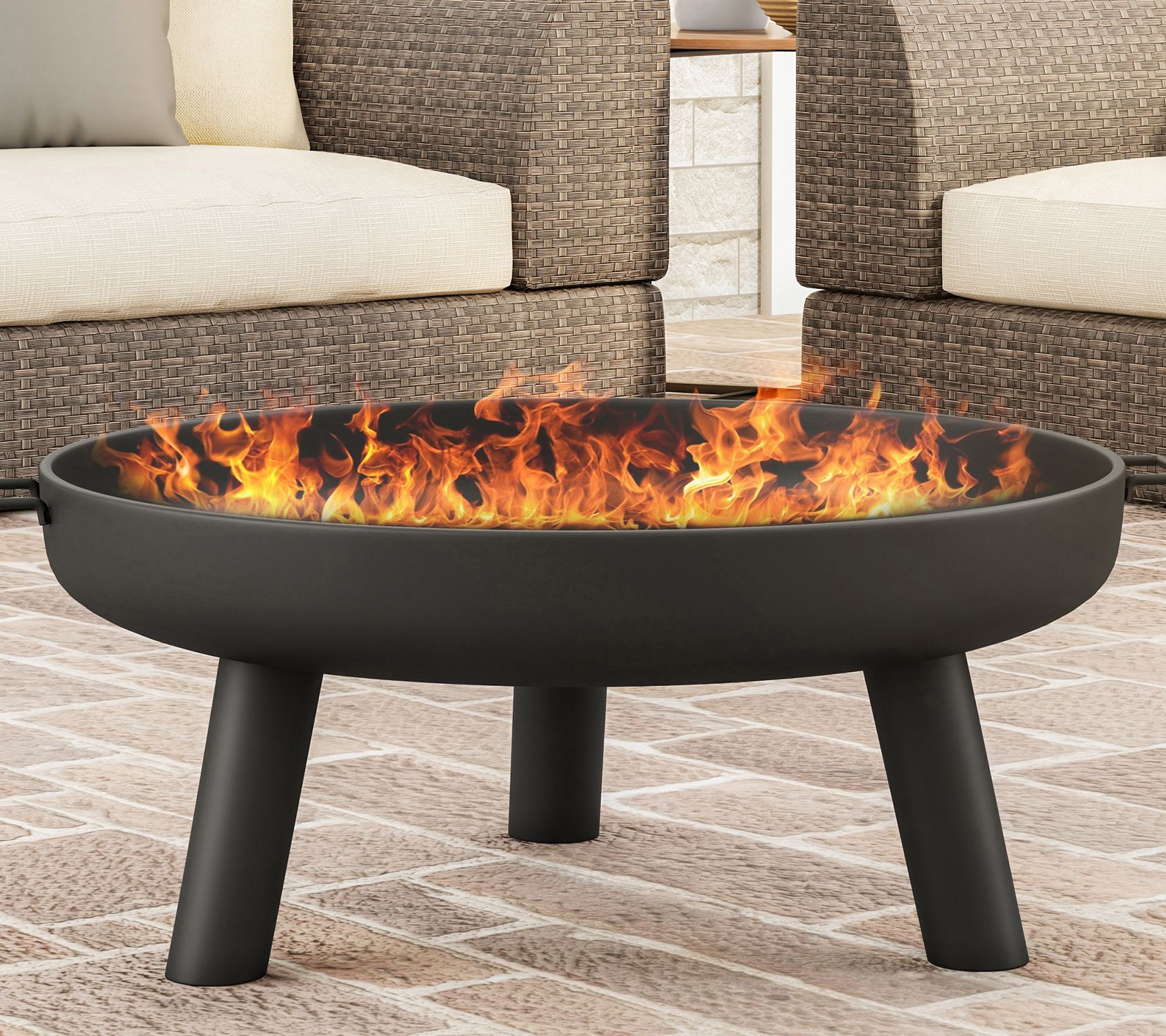 27.5" Outdoor Fire Pit with Storage Cover