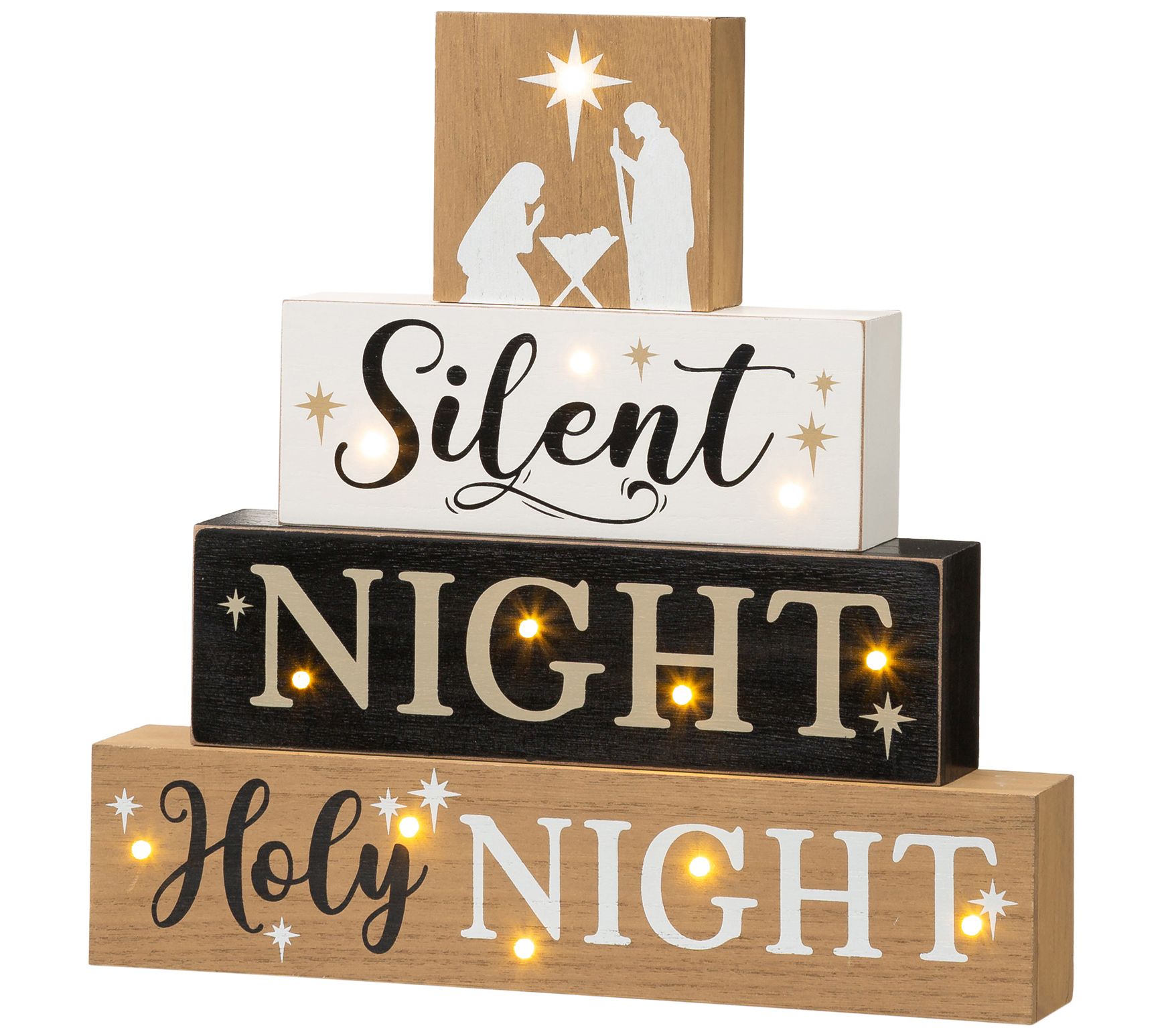 Glitzhome Silent Night 12" LED Lighted Christma s Blocks