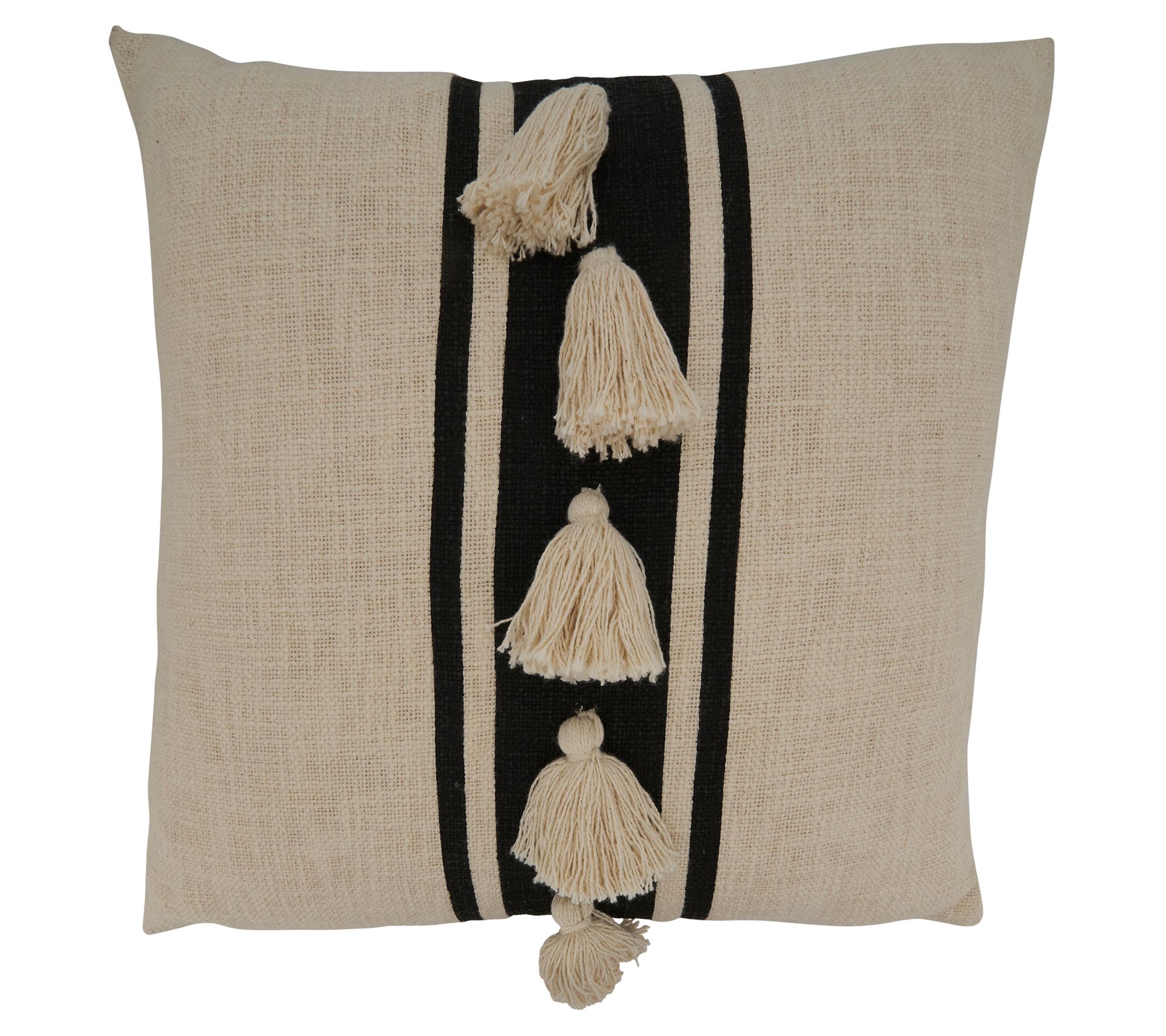 Saro Lifestyle PolyFilled Throw Pillow w/Striped Tassel