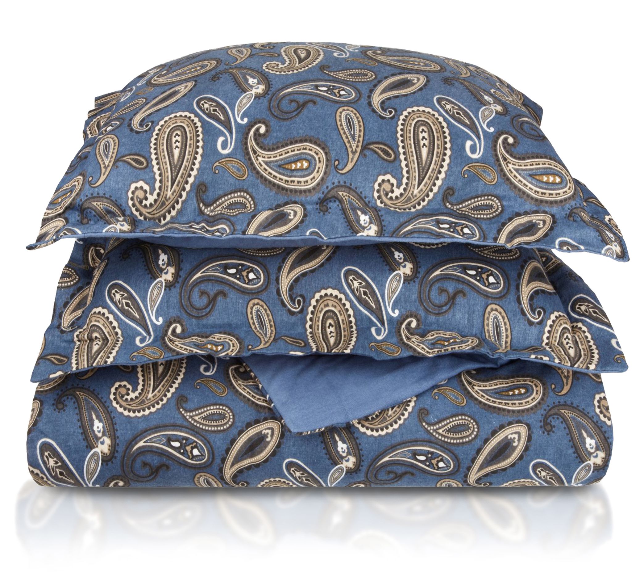Superior Cotton Flannel Paisley Duvet Cover SetKing/Cal King