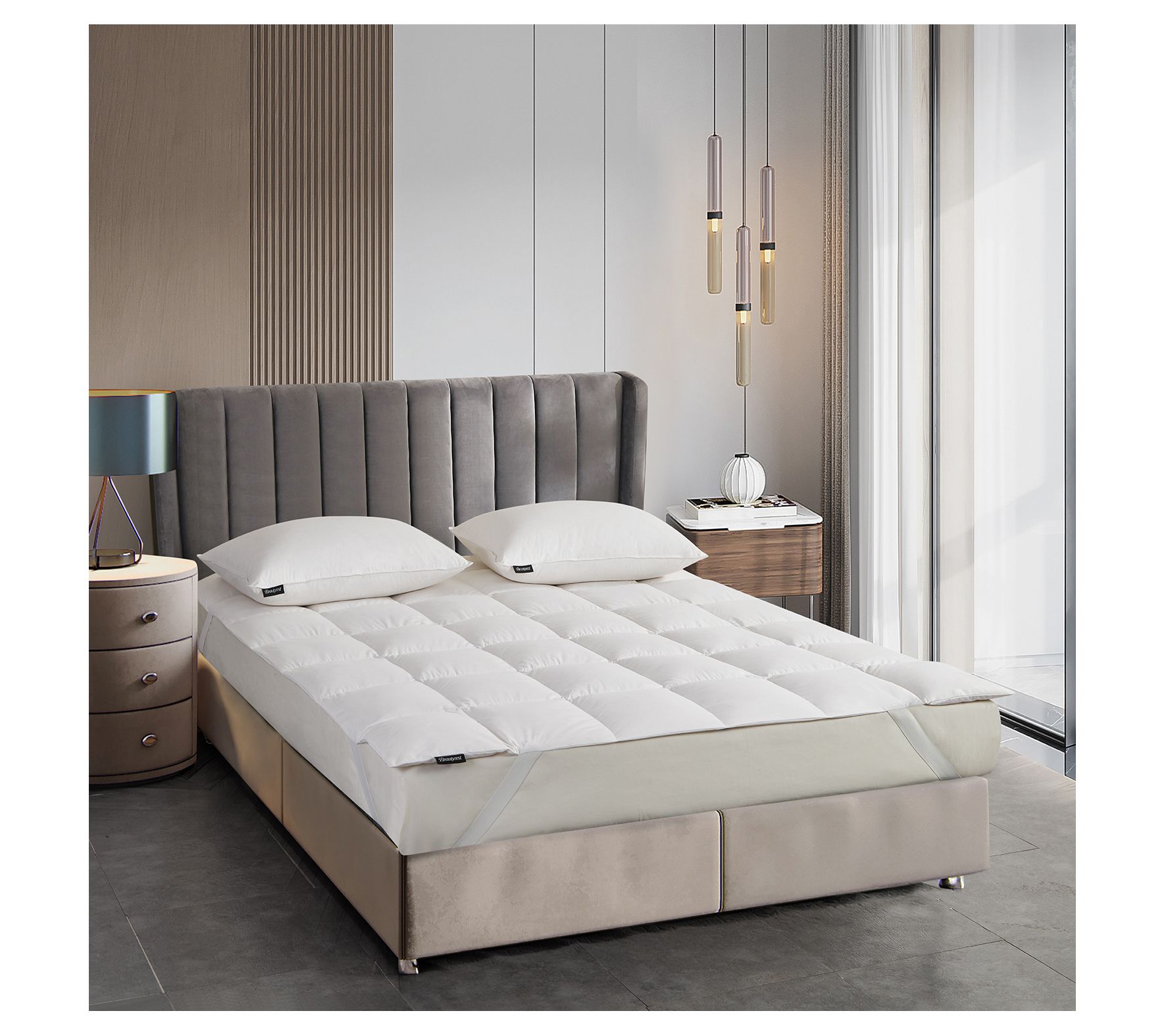 Beautyrest White Duck Down Mattress Topper KINGSoft/Firm