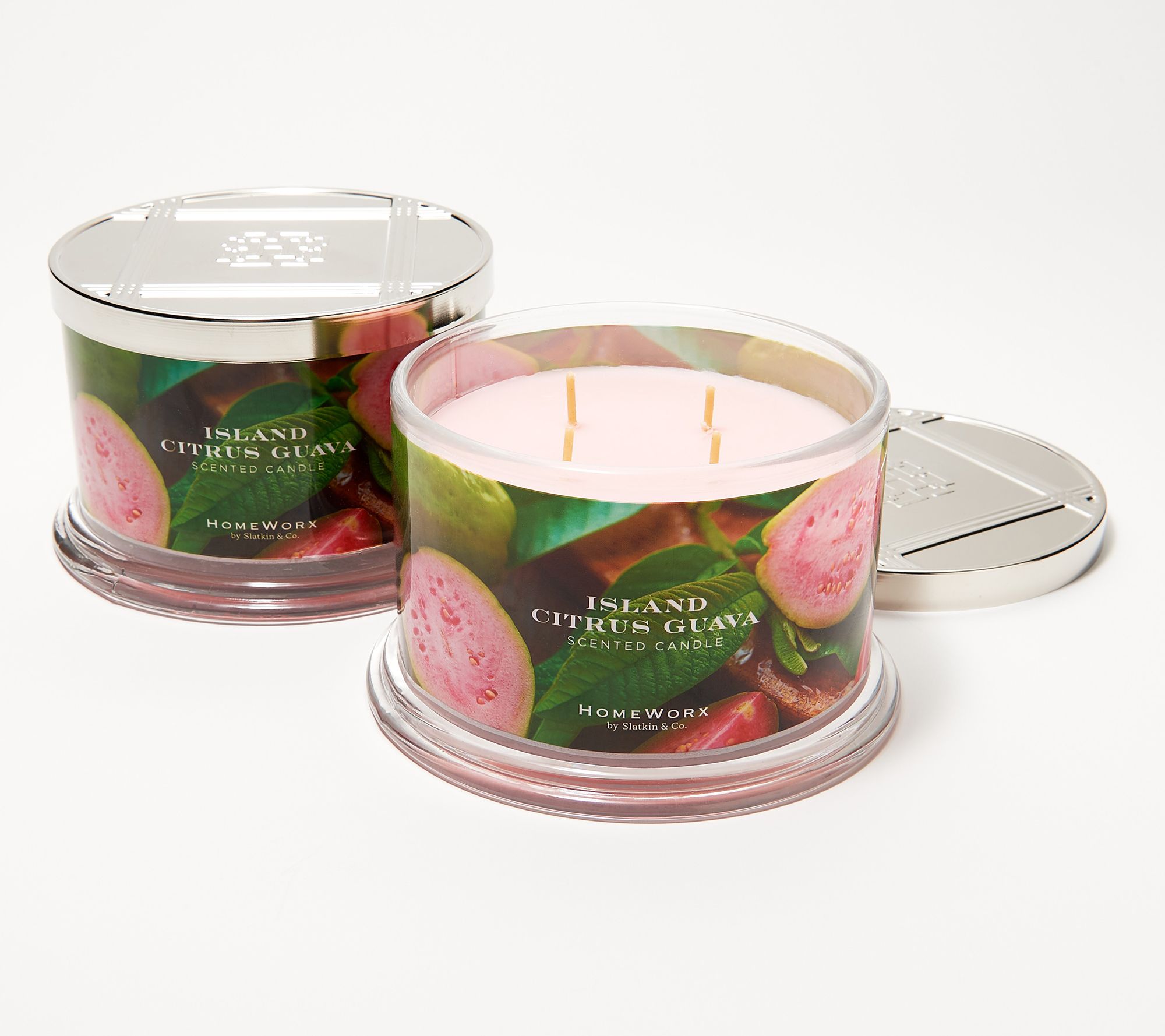 "As Is"HomeWorx by Slatkin & Co S/2 Island Citrus Guava 18oz Candles
