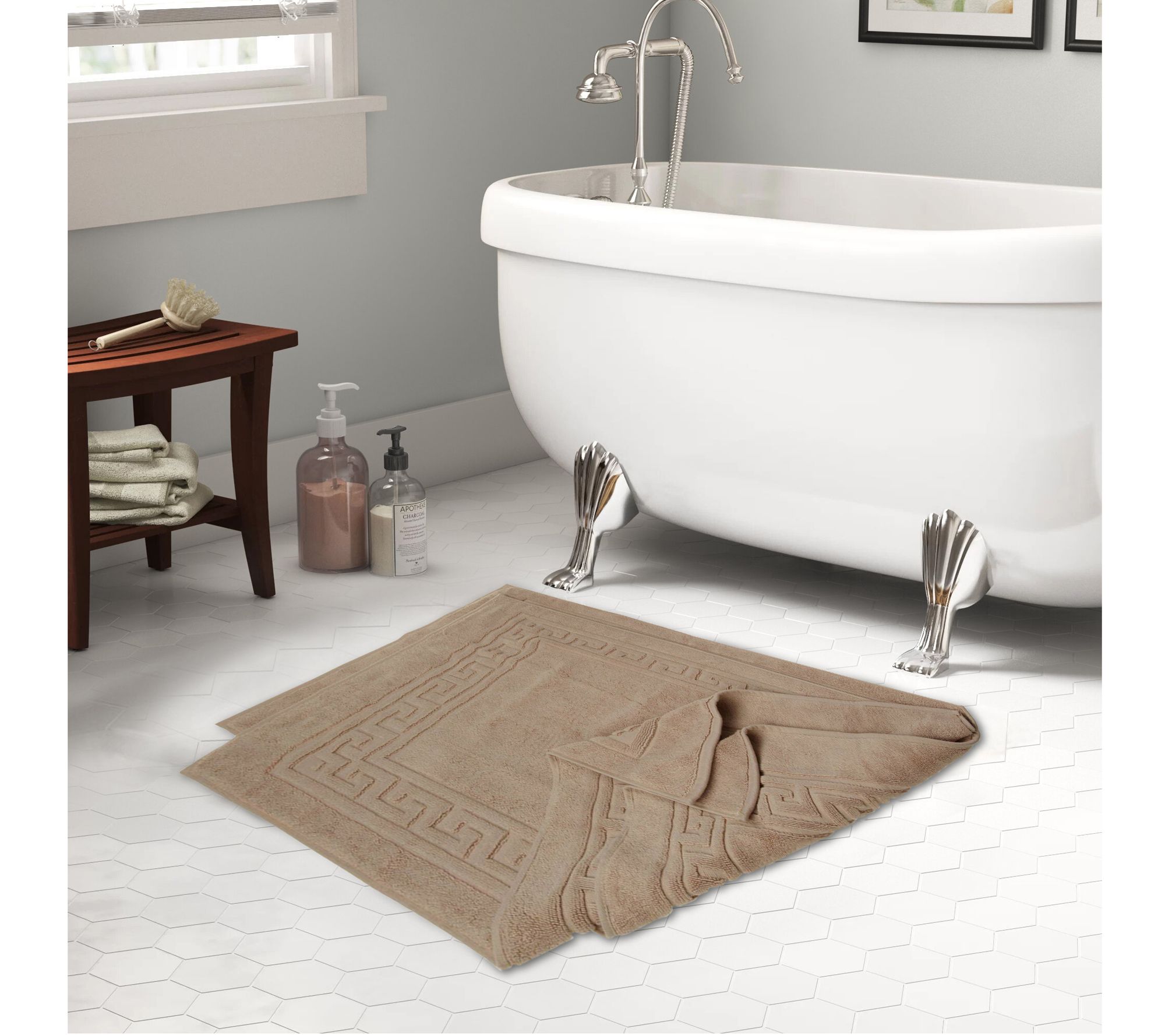 Superior Cotton 2-Piece Absorbent Bath Mat Set