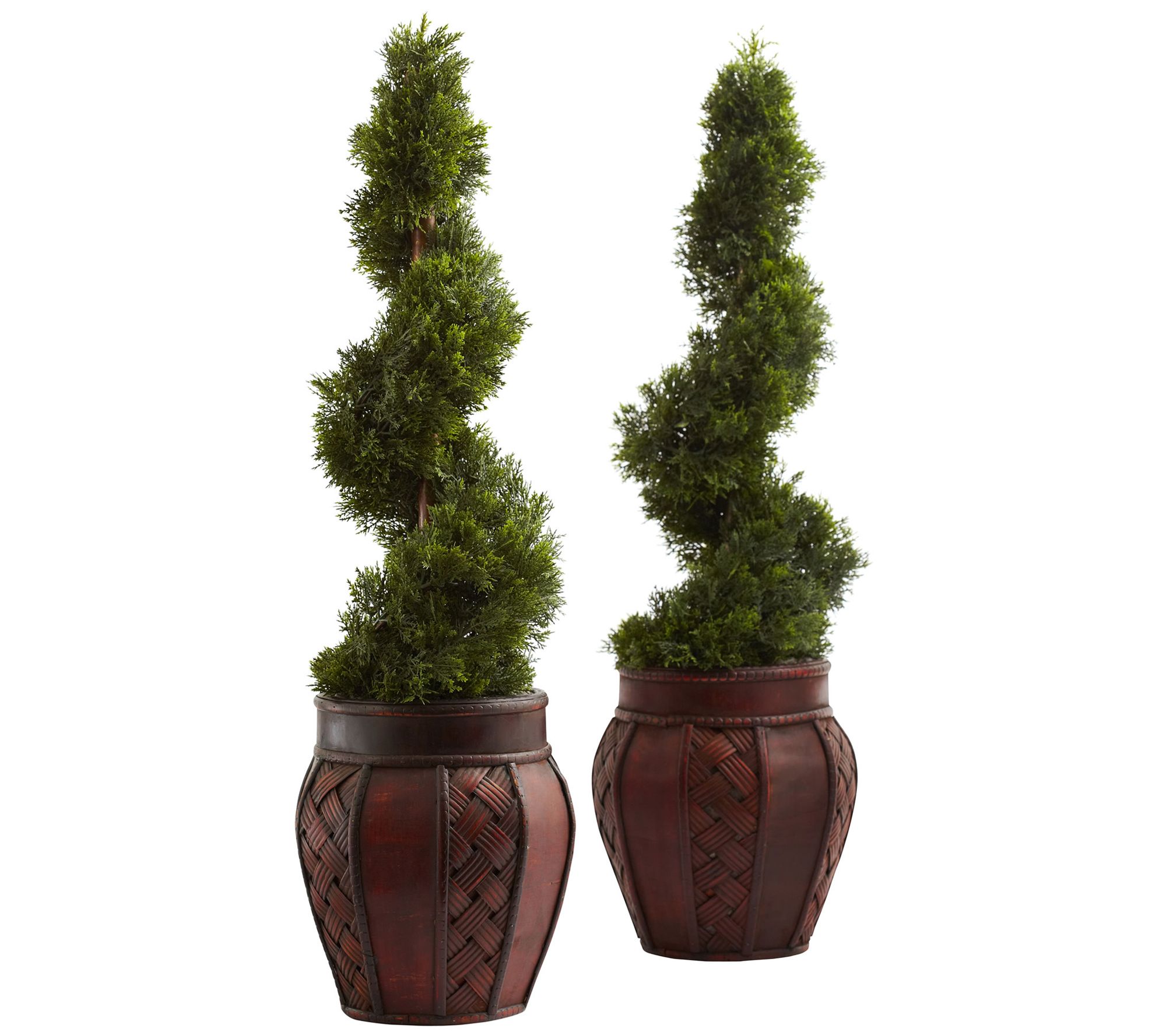 Cedar Spiral with Decorative Planter by NearlyNatural - QVC.com