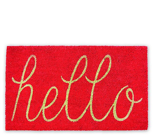 Coral Hello Natural Coir Doormat with  Non SlipBack