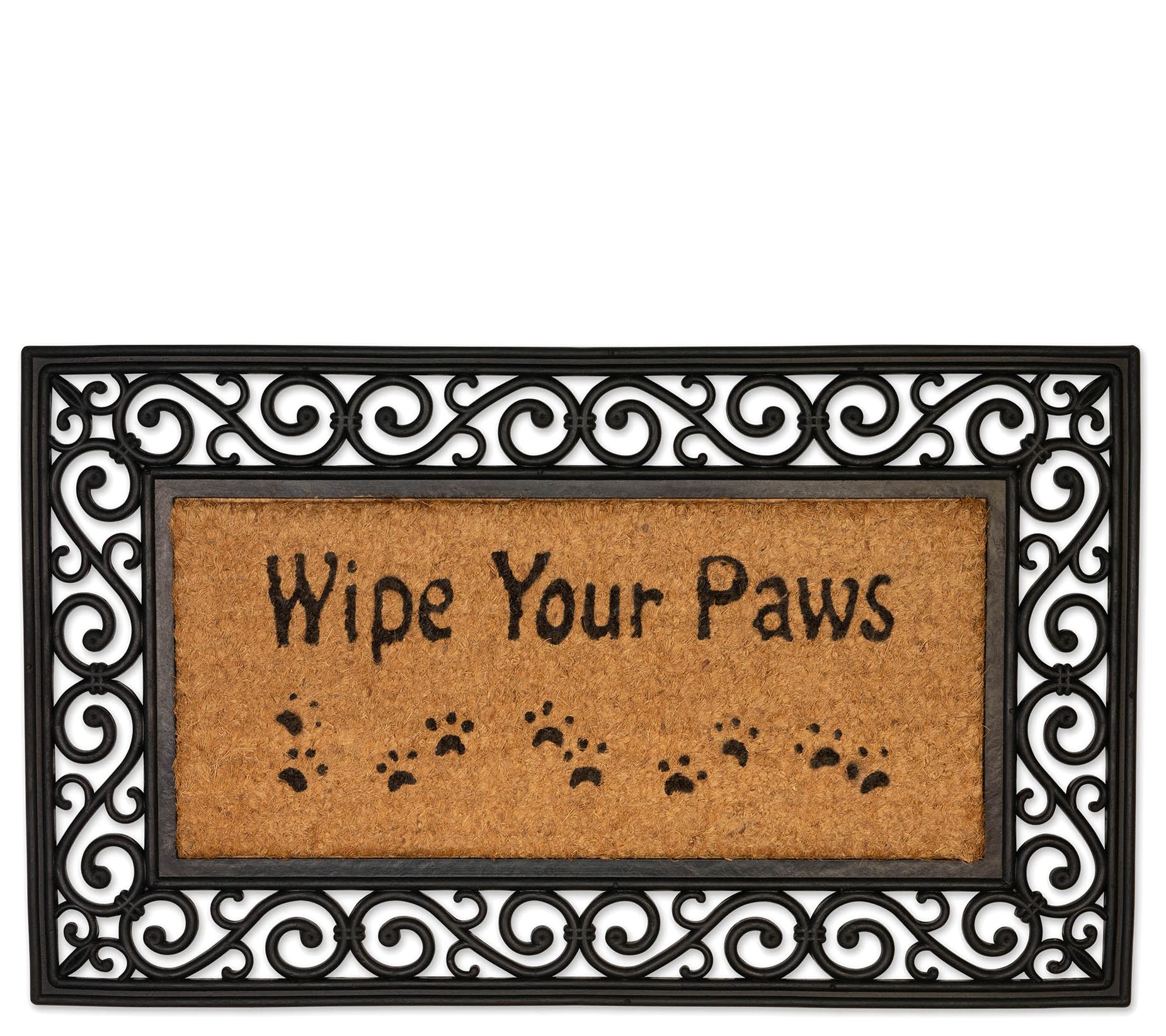 Wipe Your Paws Natural Coir And Rubber Doormat Qvc Com