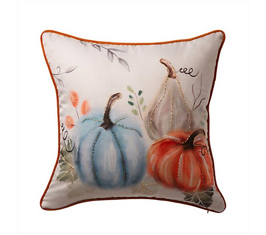 Glitzhome Fall Faux Burlap Pumpkin Decorative Pillow Cover