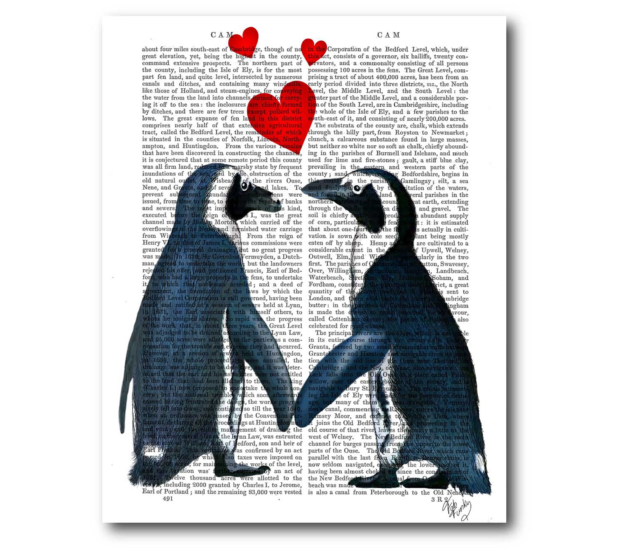  Courtside Market Penguins With Love Hearts 16x20 Canvas