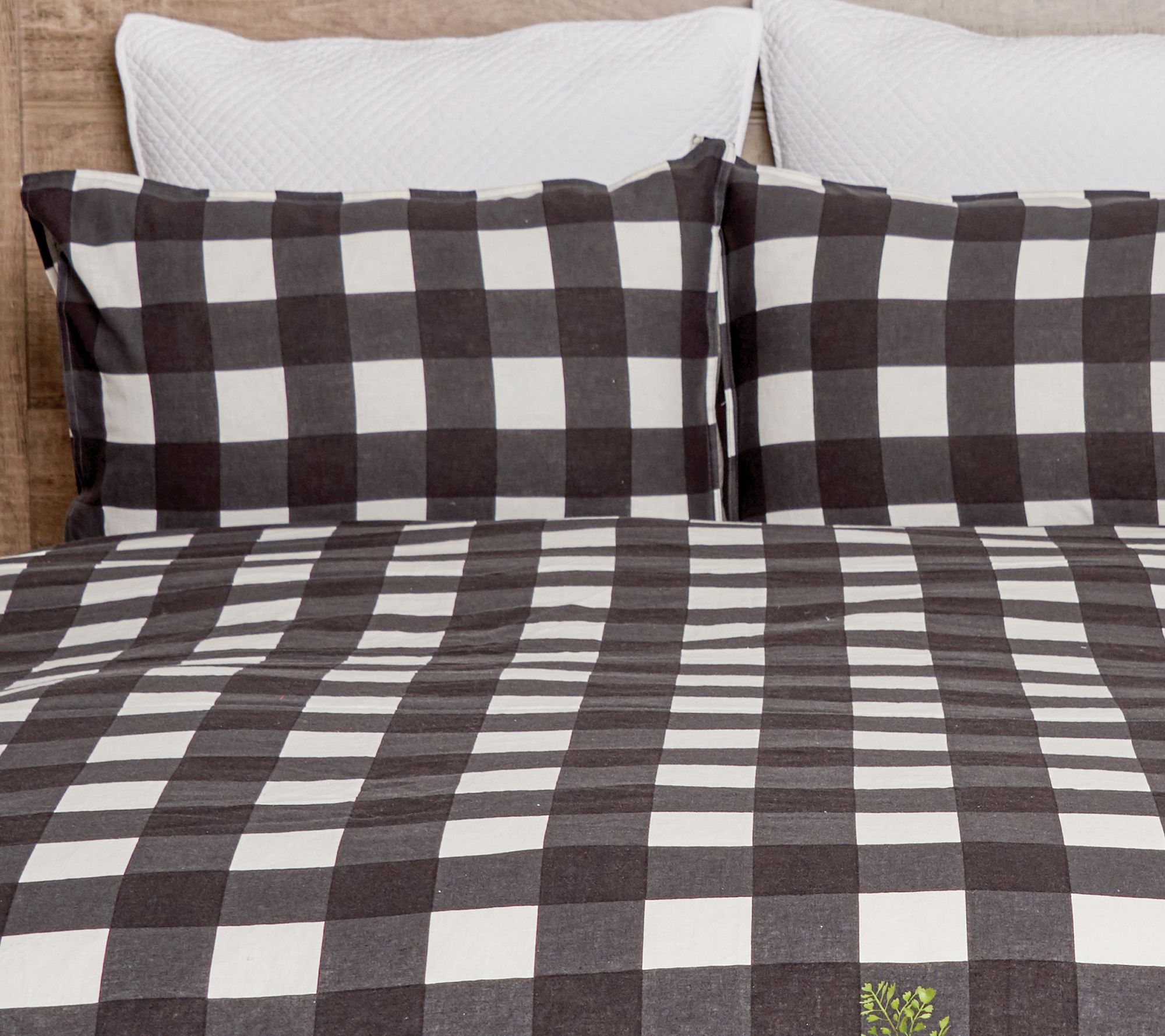 Wake In Cloud Gingham Cotton Duvet Cover Set – Plaid Buffalo Check, Green White, Twin/Twin XL, 3-Piece 4 thumbnail image