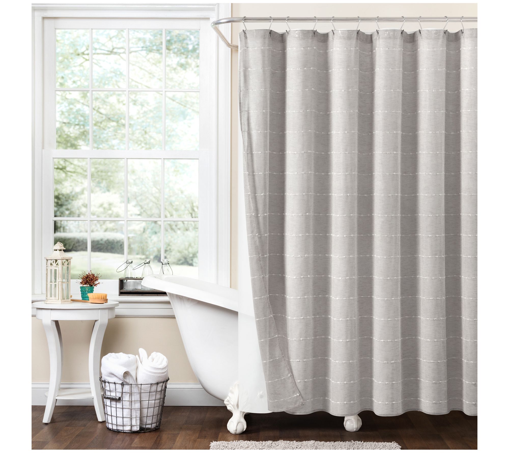 Farmhouse Textured w/Lining Shower Curtain by Lush Decor
