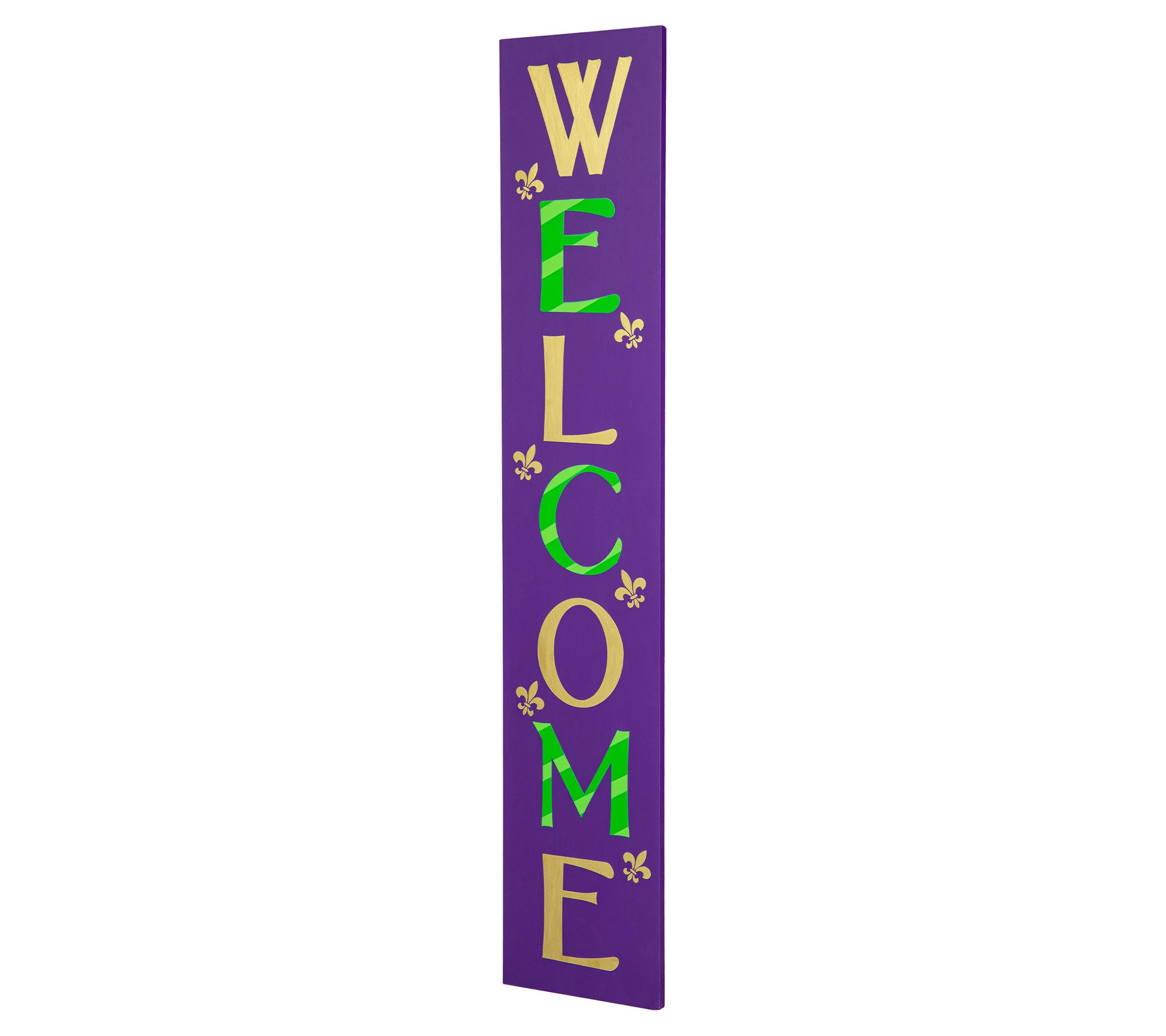 Glitzhome Mardi Gras WELCOME Standing or Hangin g Porch Sign