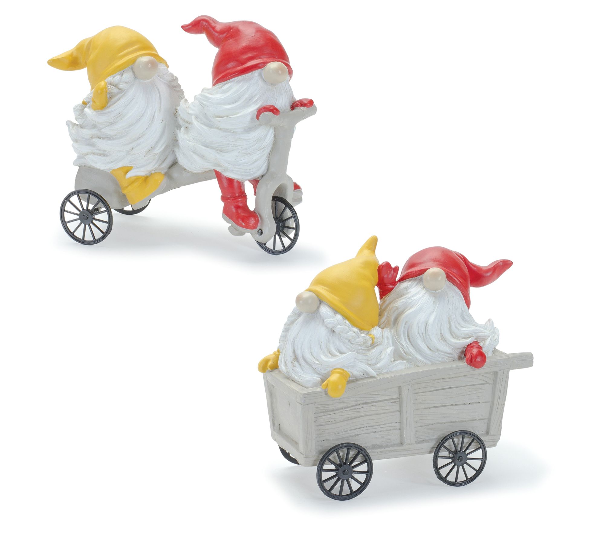 Melrose Gnome w/Scooter and Wheelbarrow Figurines - Set of 4