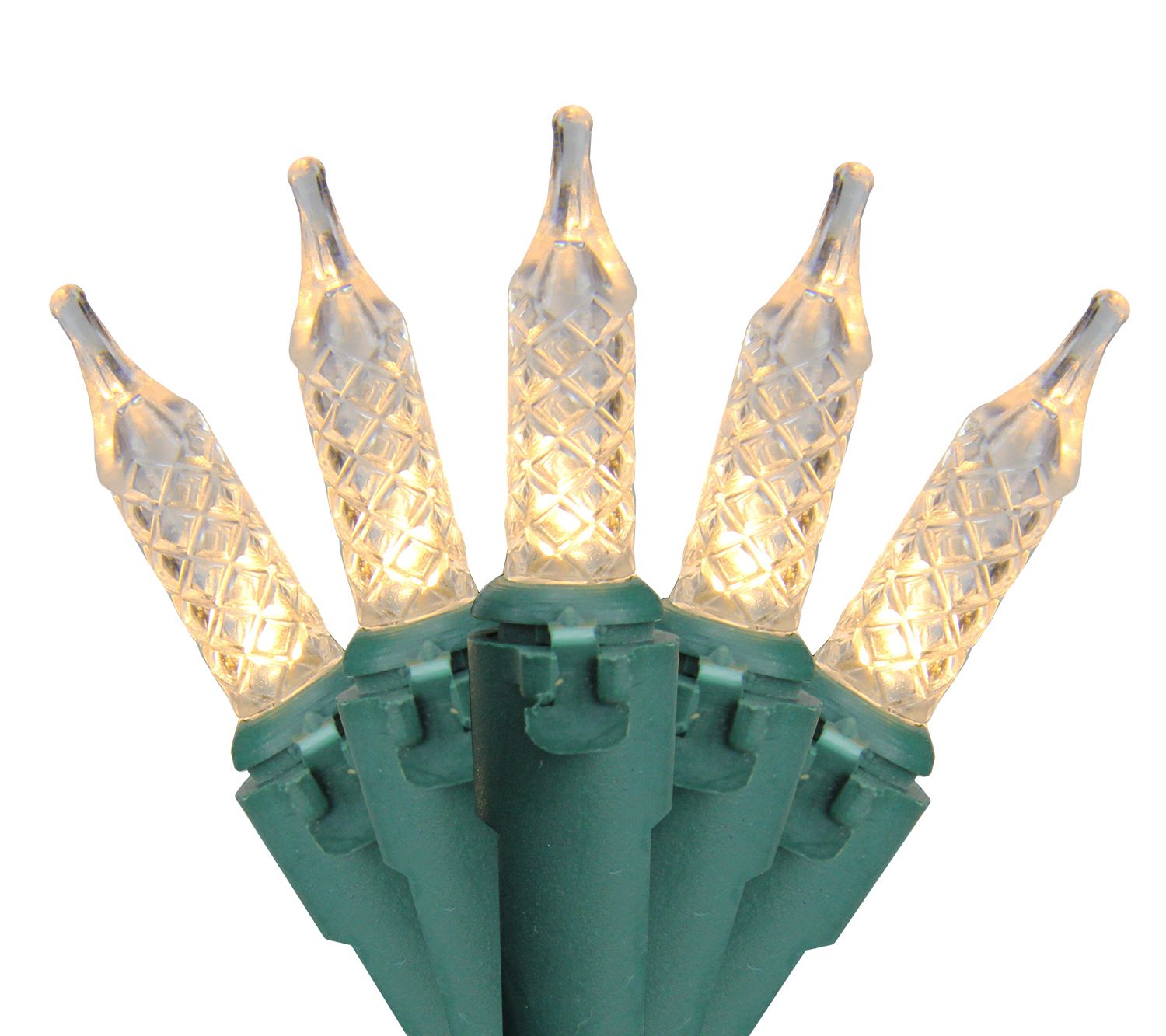 Northlight 200ct Clear LED Faceted M5 Lights - 62ft Green Wire