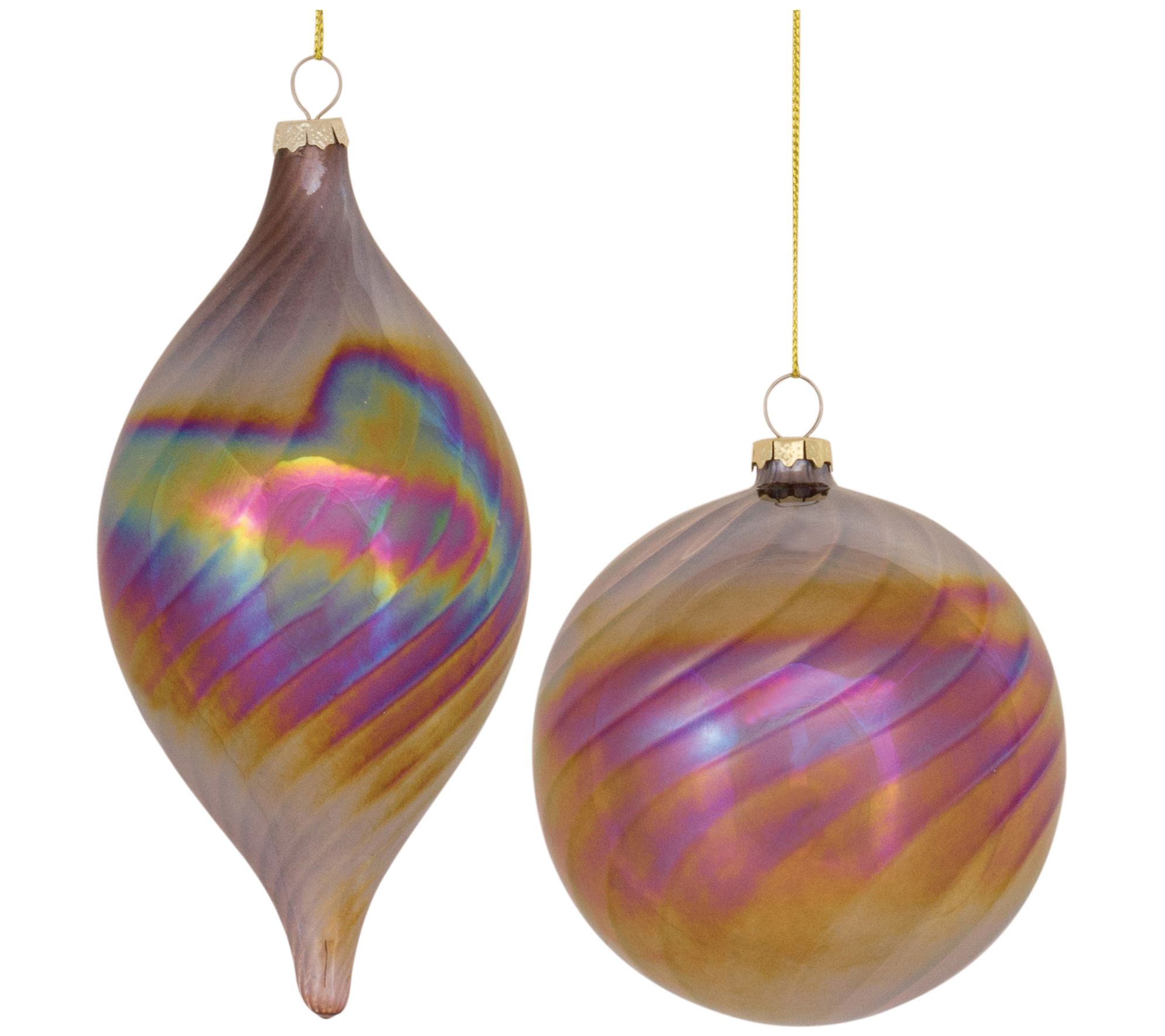 Melrose Swirl Iridescent Glass Ornament (Set of6)