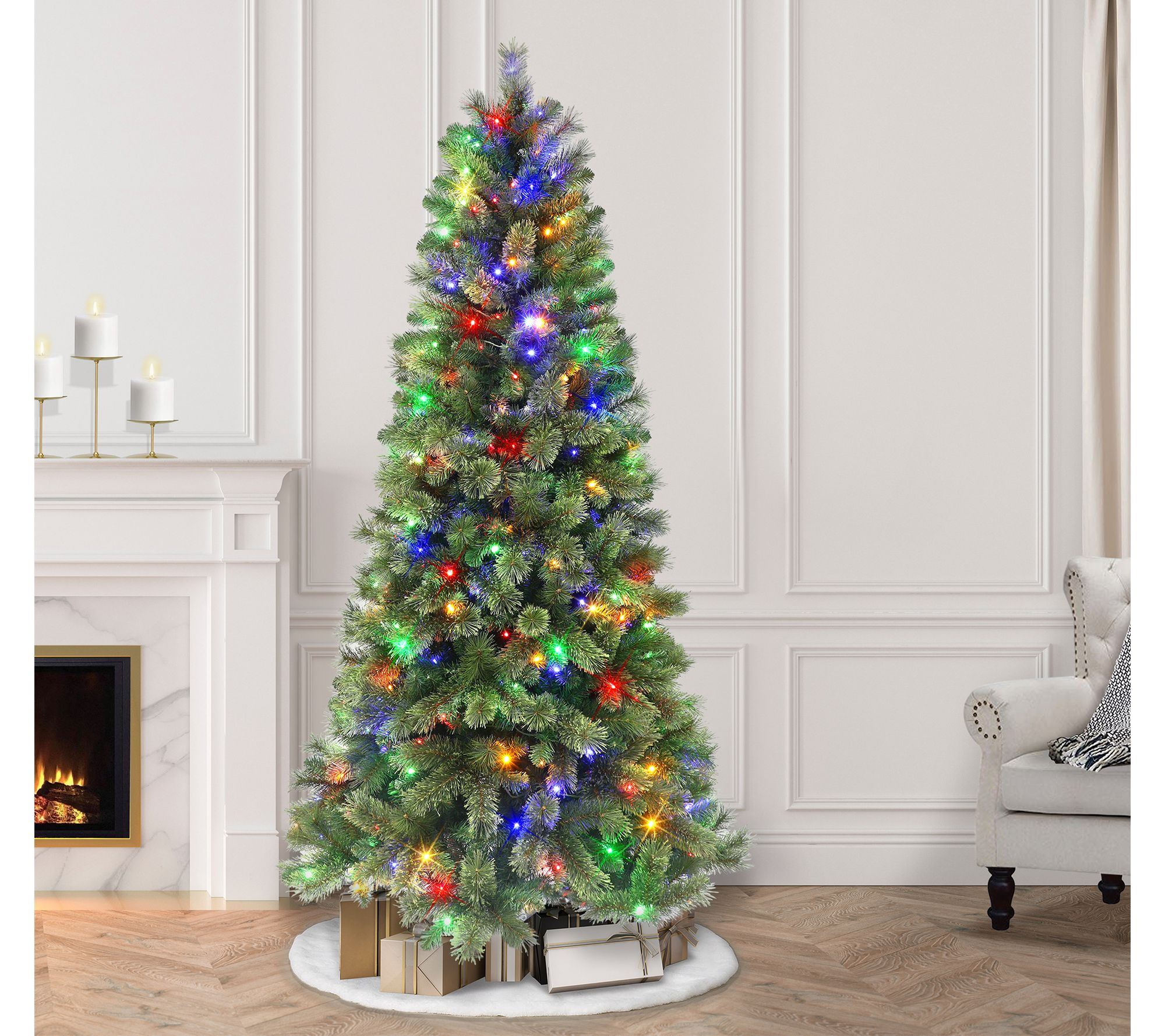 Puleo 7' Pre-Lit Montana Pine Tree Color-SelectLights - QVC.com