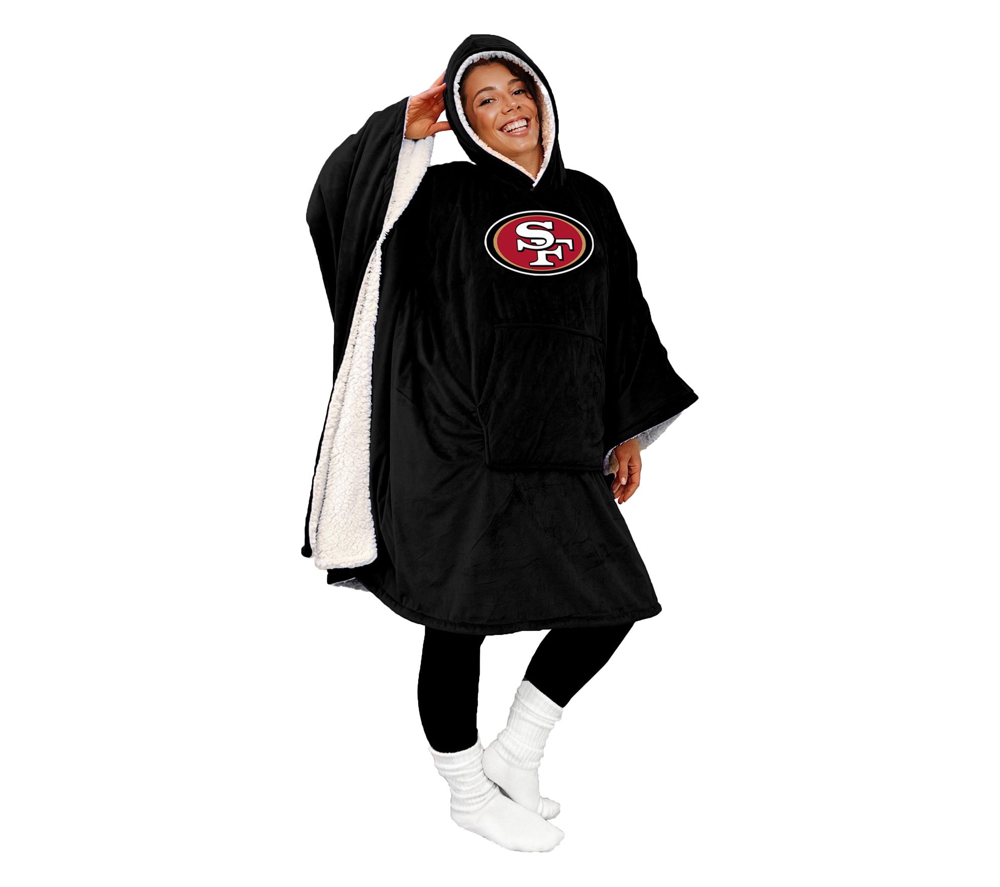 NFL Licensed 60" x 80" Wearable Hooded Blanket with Logo Patch