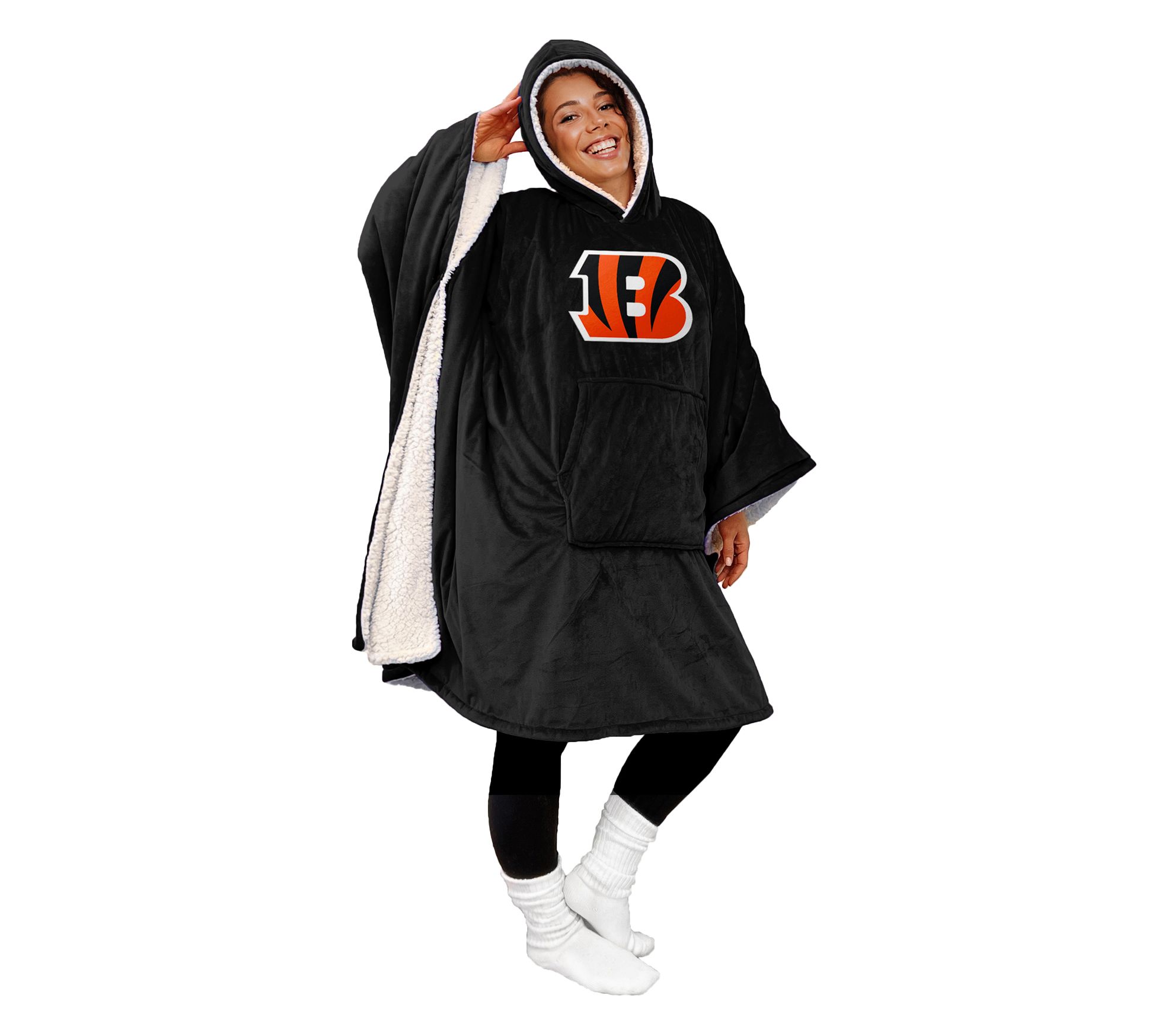 NFL Licensed 60" x 80" Wearable Hooded Blanket with Logo Patch