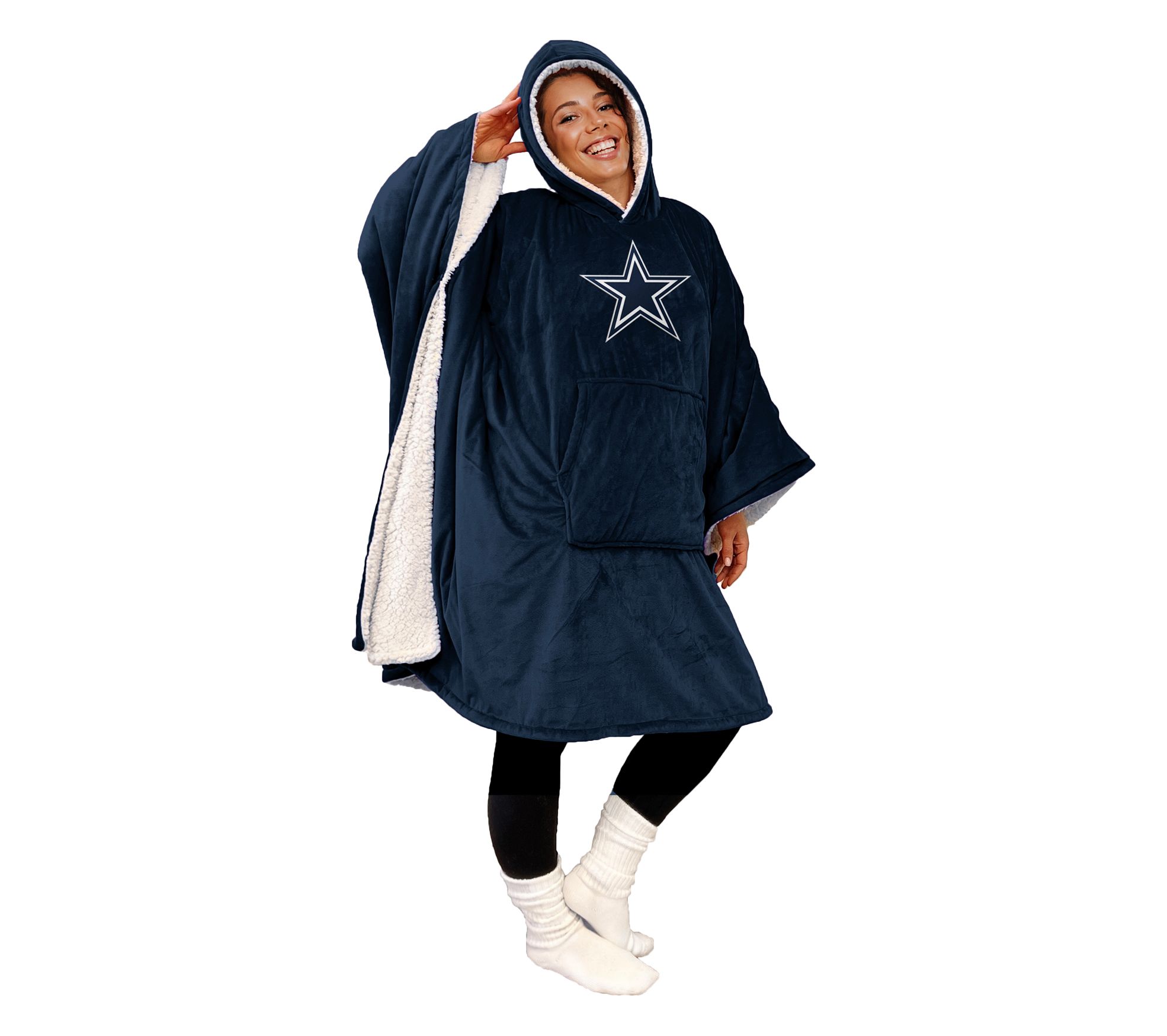 NFL Licensed 60" x 80" Wearable Hooded Blanket with Logo Patch