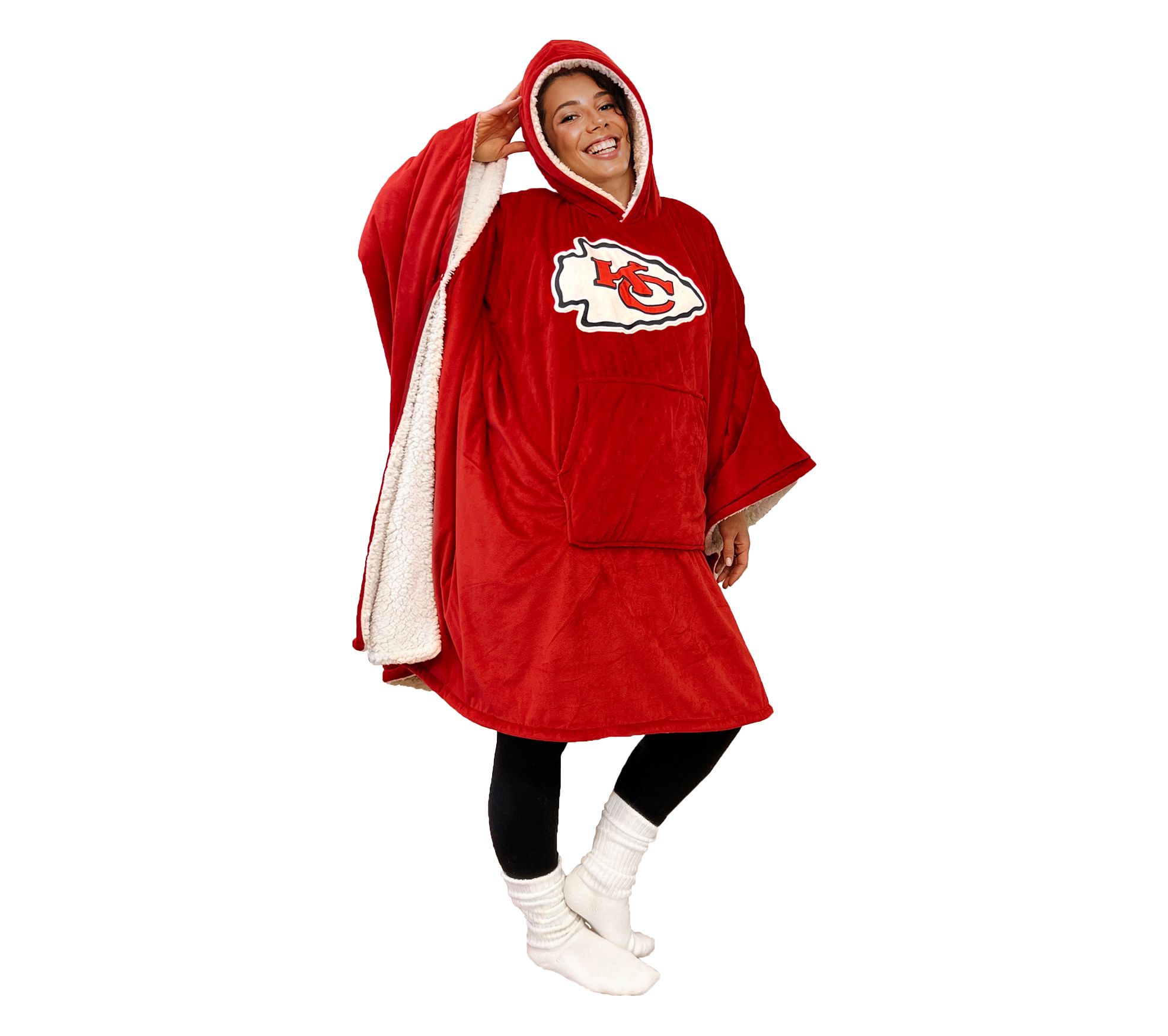 NFL Licensed 60" x 80" Wearable Hooded Blanket with Logo Patch