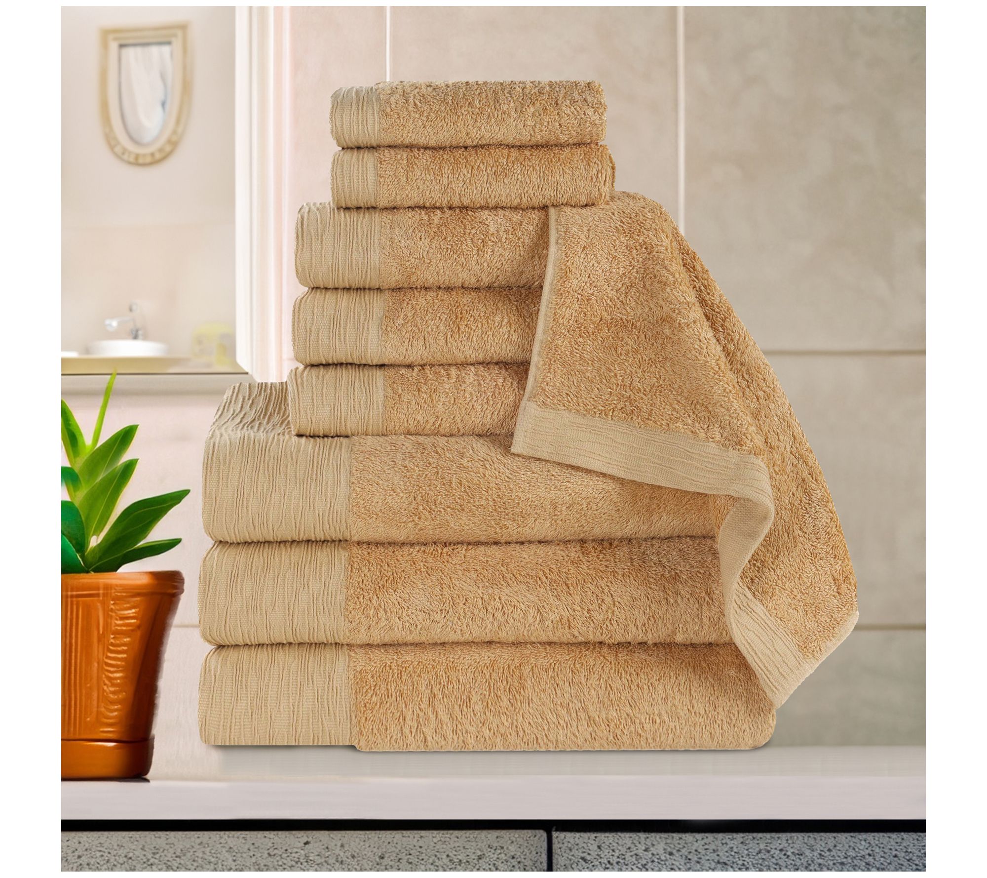 Superior Rayon made from Bamboo Solid 9-Piece Towel Set