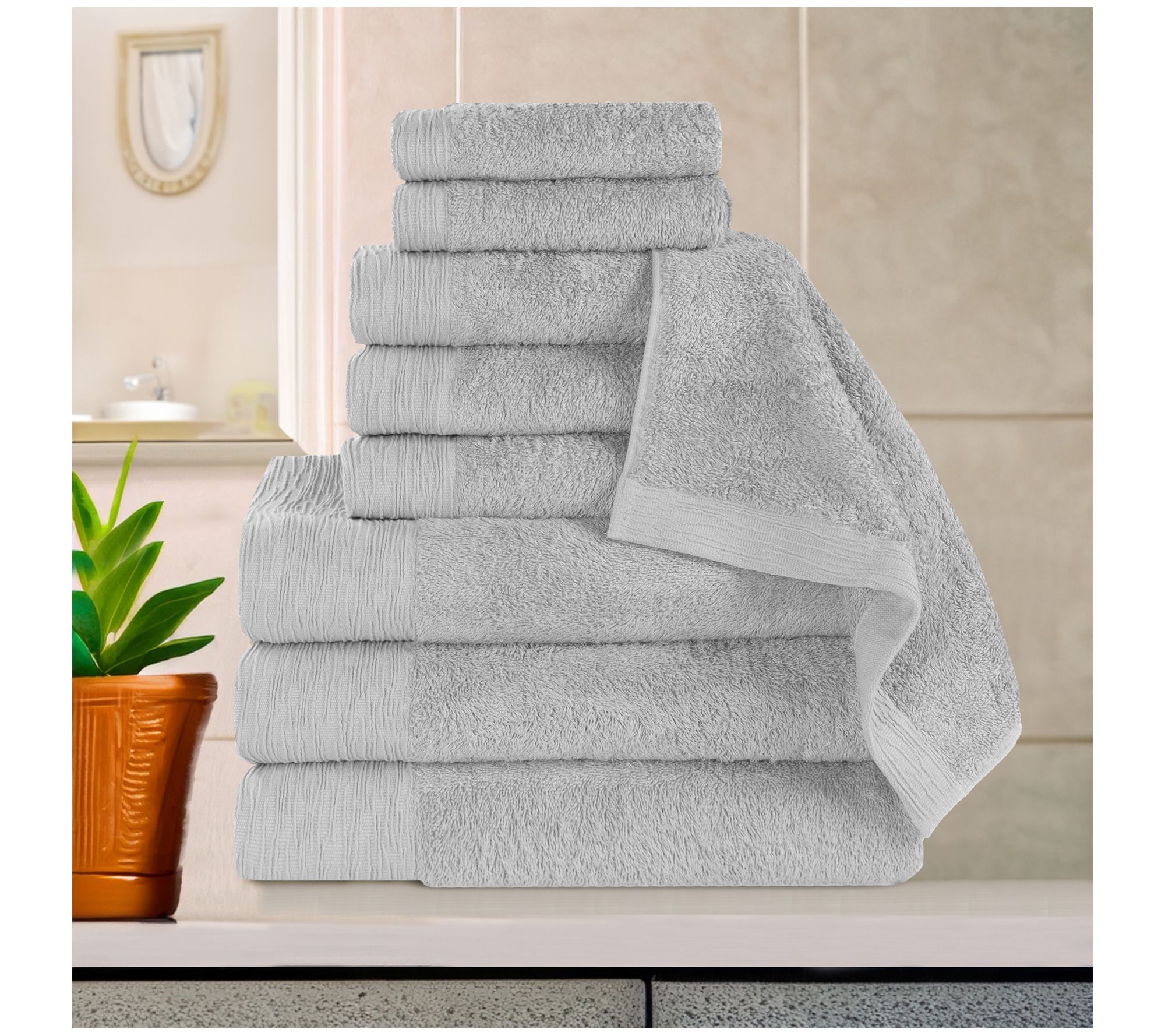 Superior Rayon made from Bamboo Solid 9-Piece Towel Set