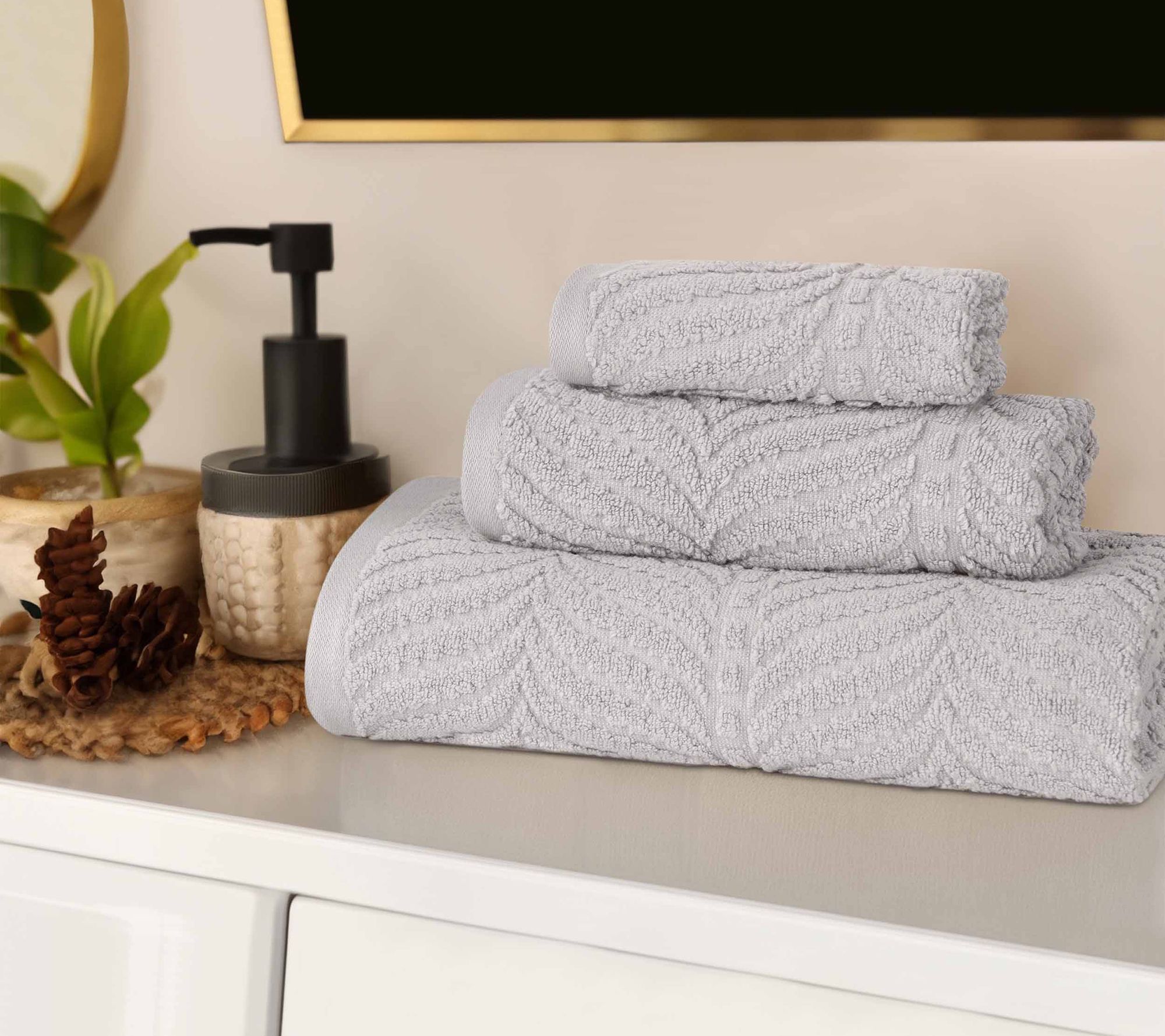 Superior Chevron Zero Twist Cotton 3-pc Jacquard Towel Set