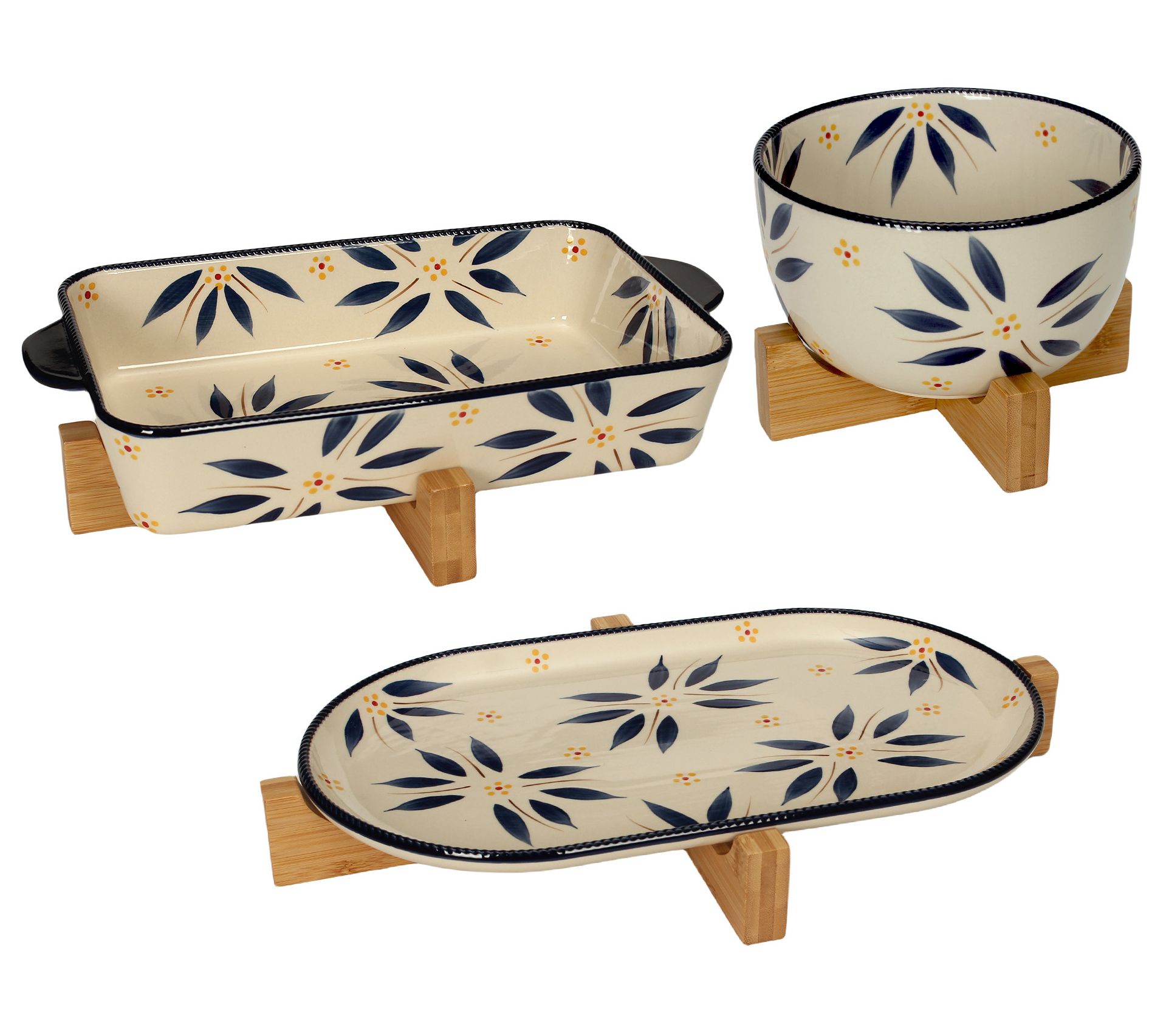 Temp-tations Old World Essential 3-pc Bakeware Set w/ Wood Trivets