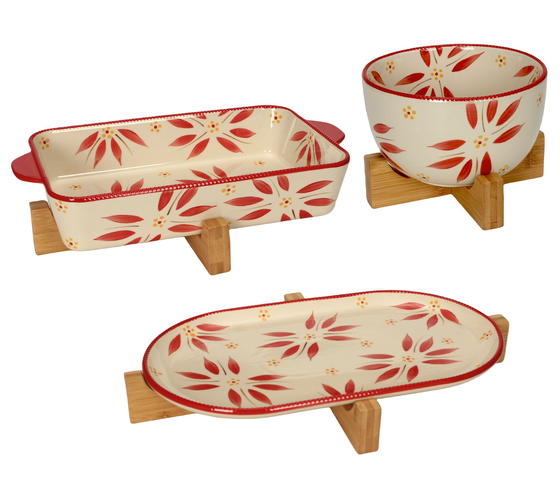 Temp-tations Old World Essential 3-pc Bakeware Set w/ Wood Trivets