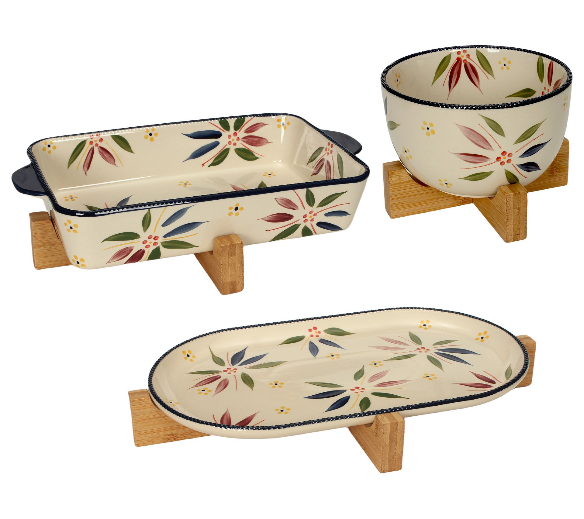 Temp-tations Old World Essential 3-pc Bakeware Set w/ Wood Trivets