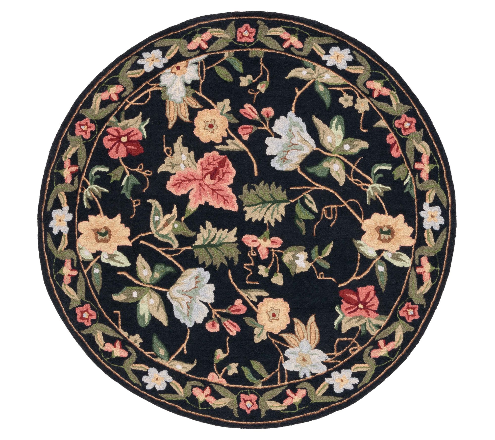 Safavieh Chelsea Collection HK11A Hand-Hooked Black Wool Round Area Rug, 4  feet in Diameter (4' Diameter) : : Home