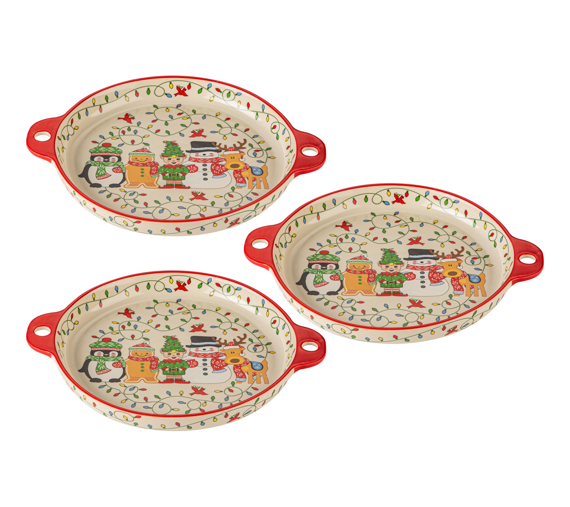 Temp-tations Seasonal Set of (3) 10" Deep Dish Platters