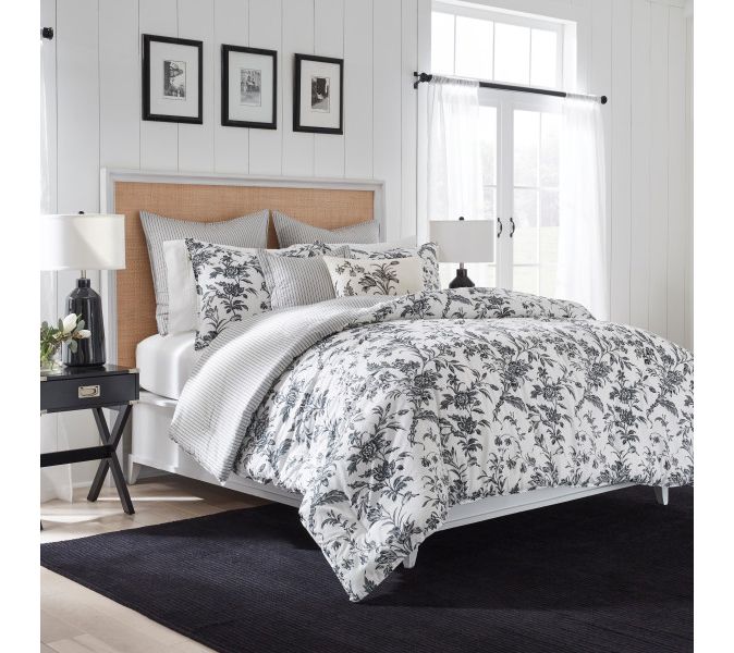 Laura Ashley Amberley Charcoal Full Queen Comforter Sham Bonus - QVC.com