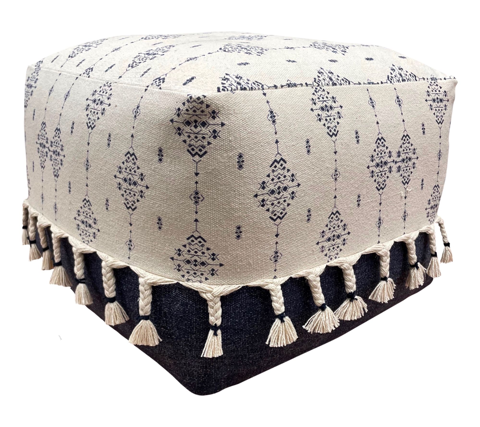 Ox Bay Tribal Hand-Woven Organic Cotton Pouf Ottoman