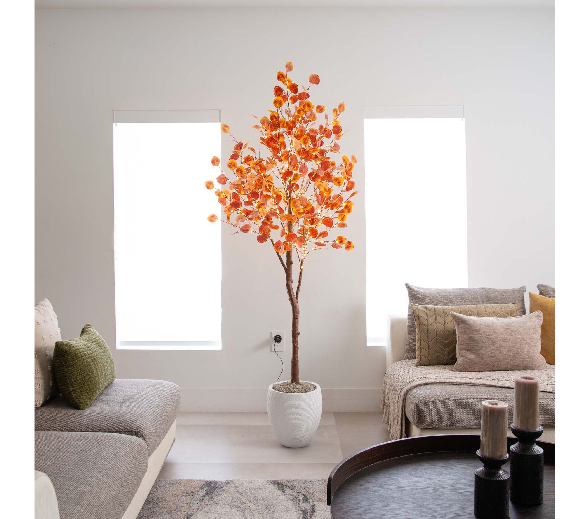 Nearly Natural 6' Eucalyptus Tree w/ Warm WhiteLED Lights