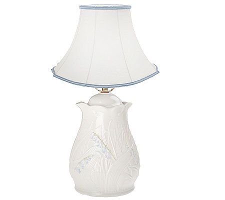 Belleek Bluebell Lamp with Linen Shade | QVC