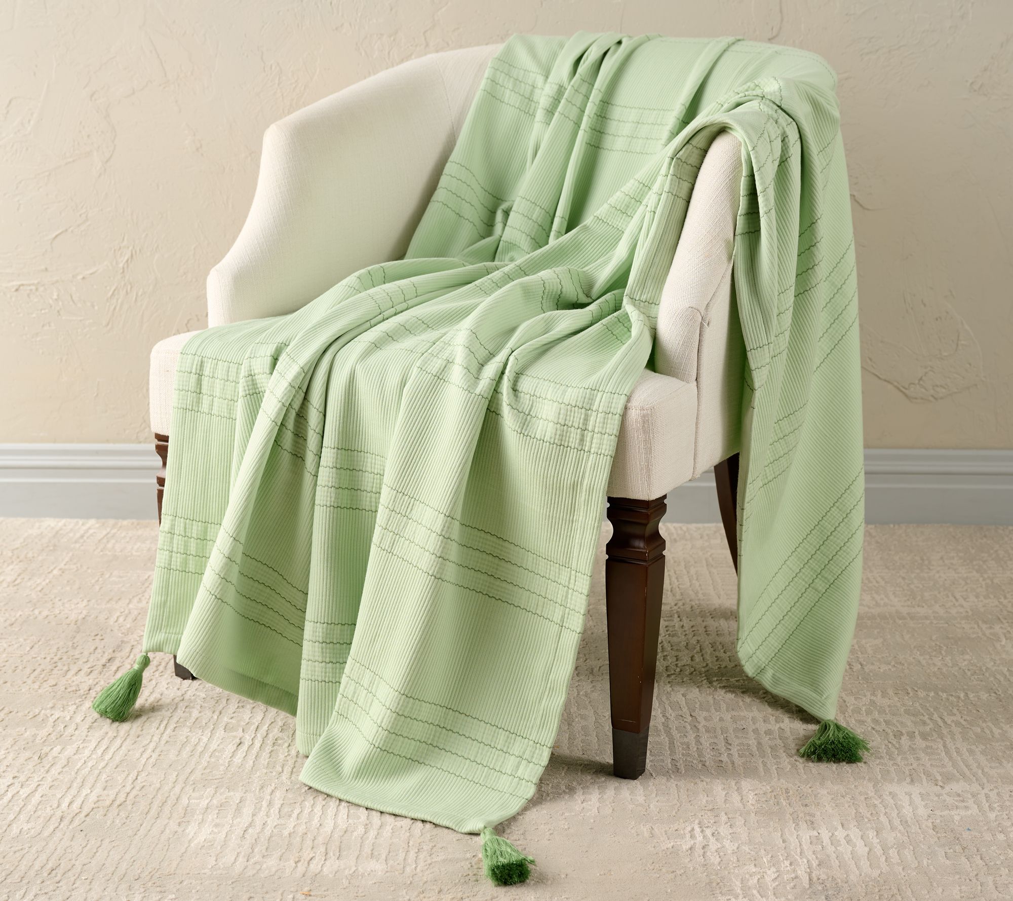 Northern Nights Striped 60x70 Throw w/ Tassels and Gift Box