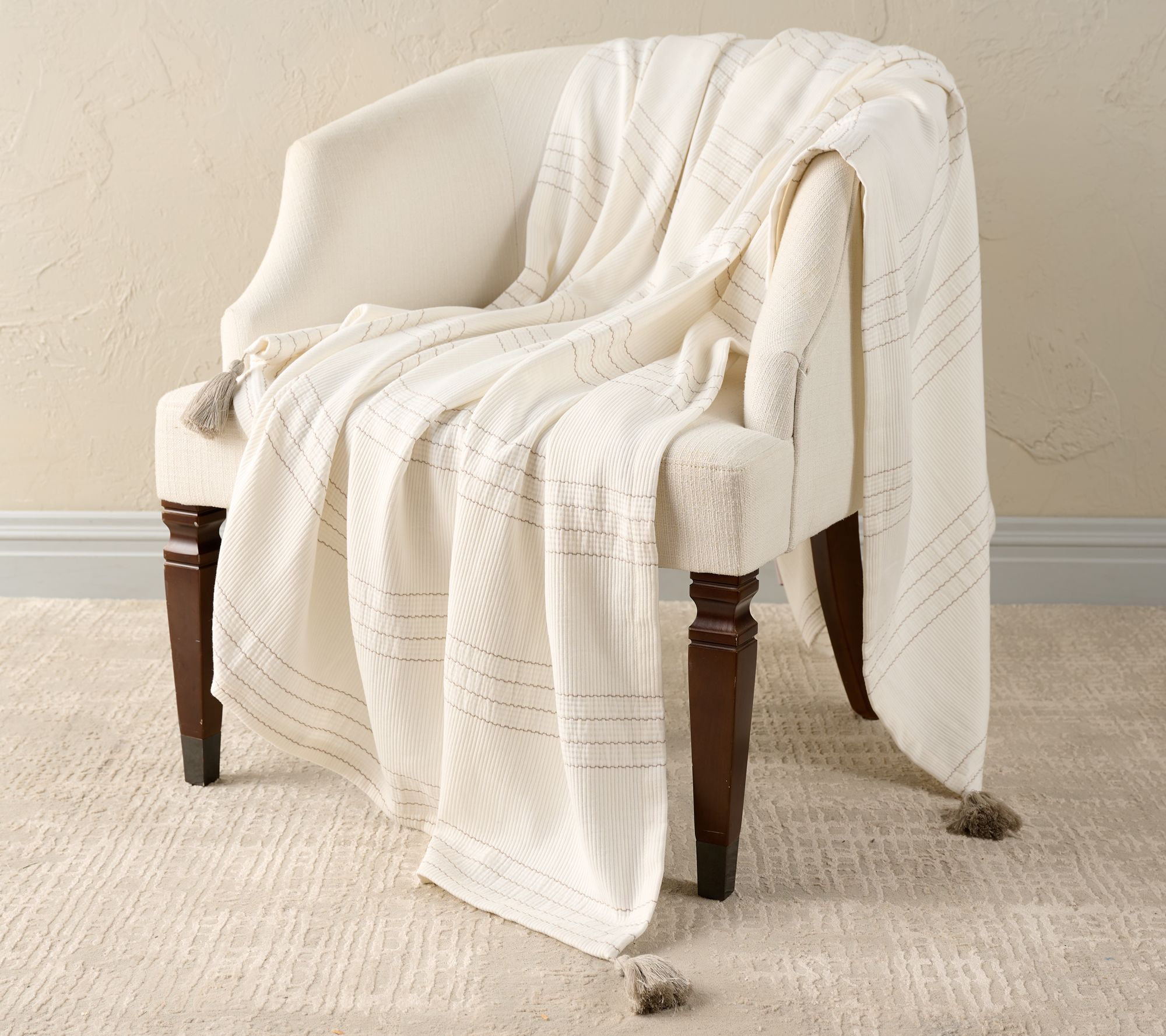 Northern Nights Striped 60x70 Throw w/ Tassels and Gift Box