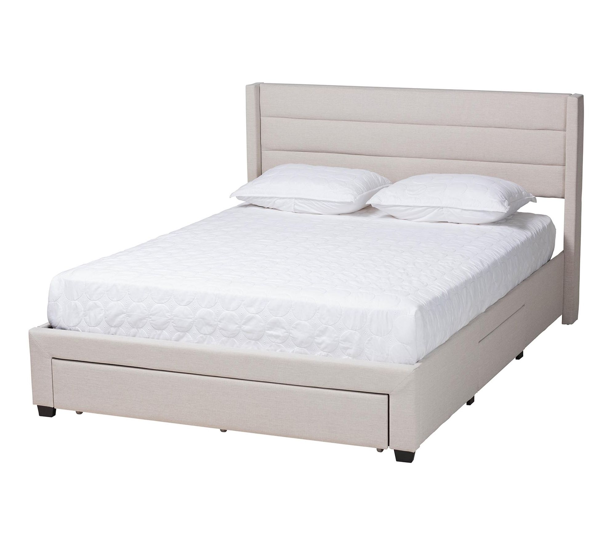 Baxton Studio B raylon Fabric Q ueen Storage Pl atform Bed