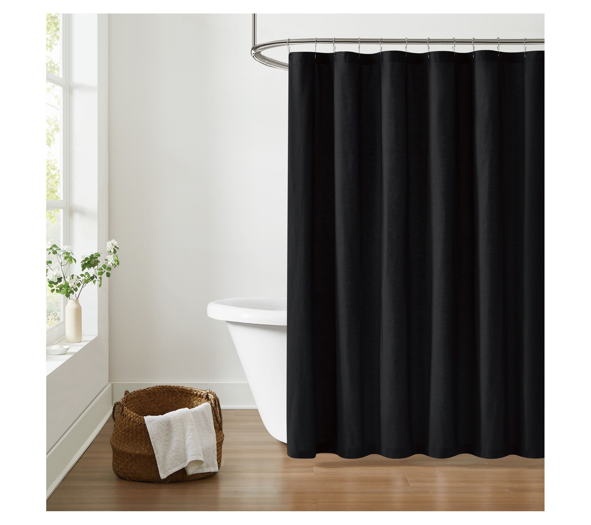 Brooklyn Loom Solid Cotton Percale Shower Curtain