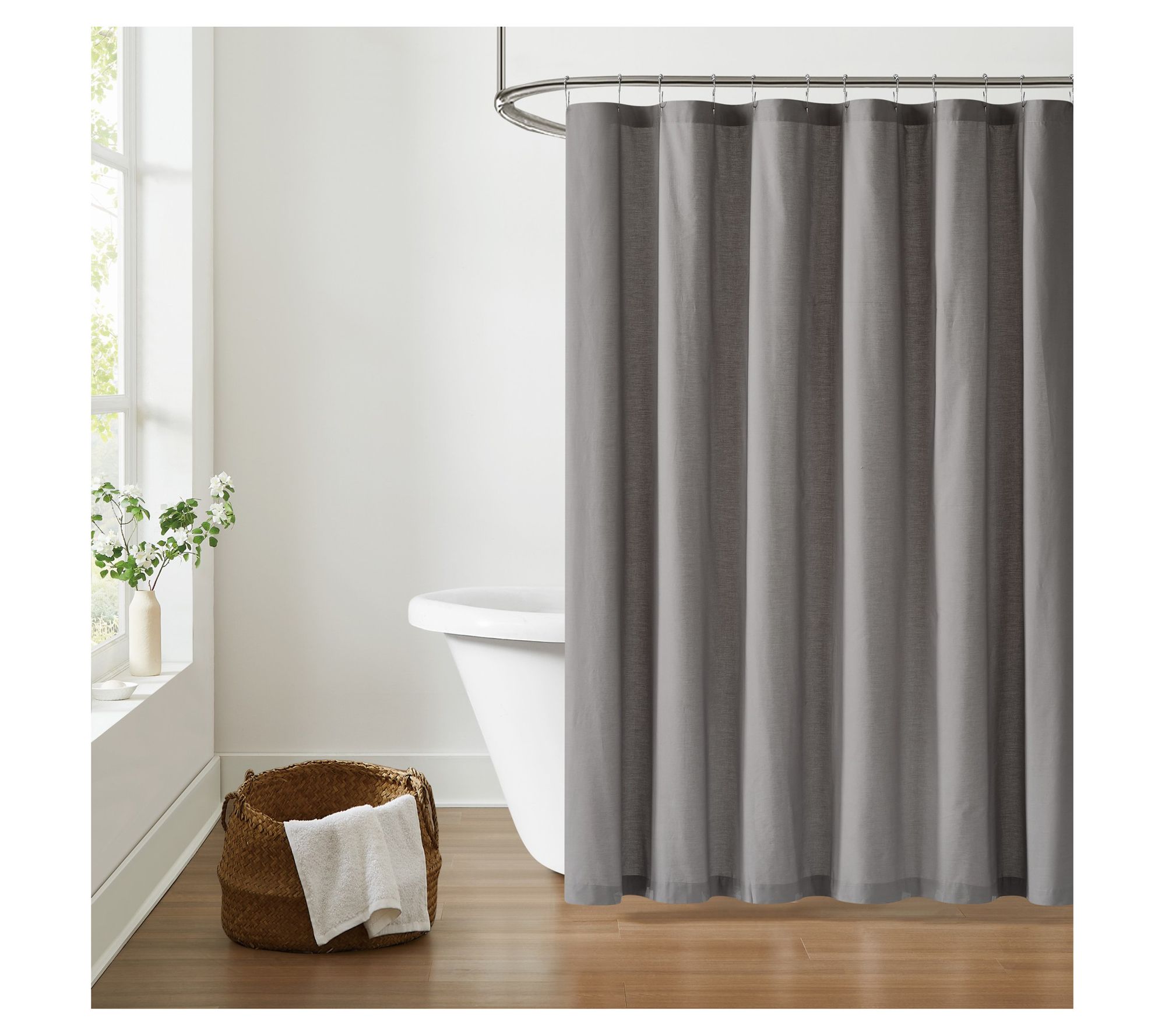 Brooklyn Loom Solid Cotton Percale Shower Curtain