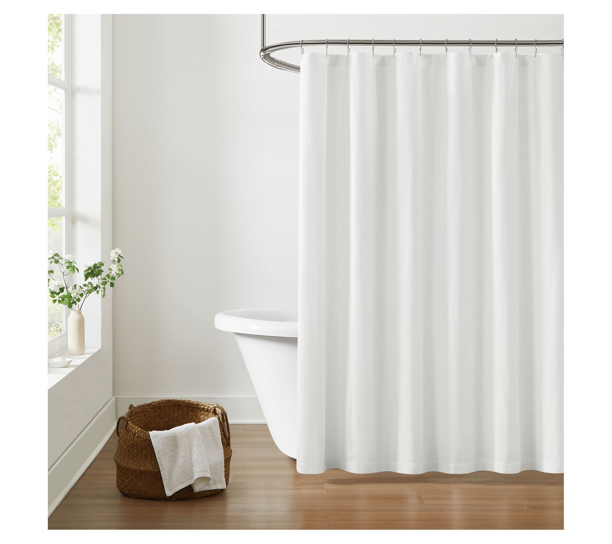 Brooklyn Loom Solid Cotton Percale Shower Curtain