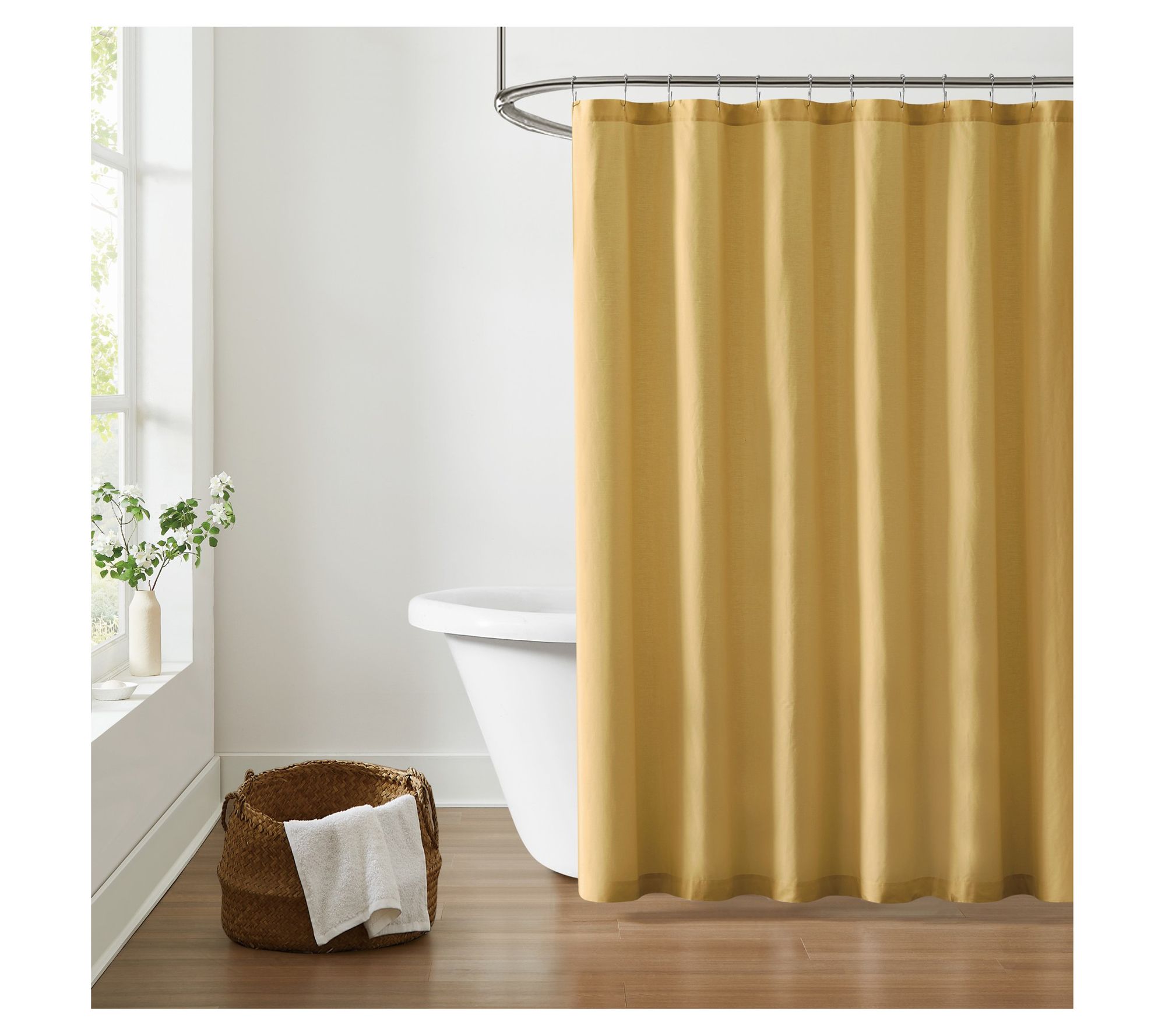 Brooklyn Loom Solid Cotton Percale Shower Curtain